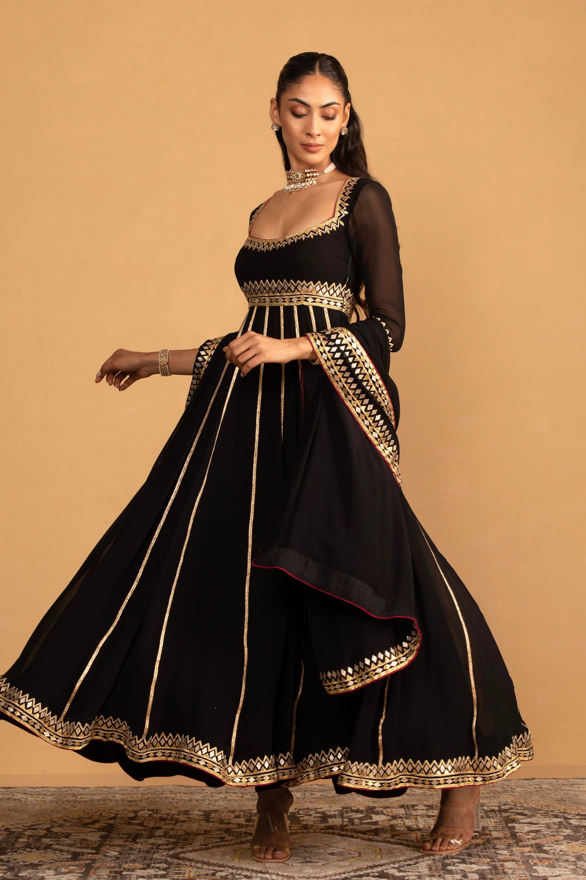 Black Anarkali Set