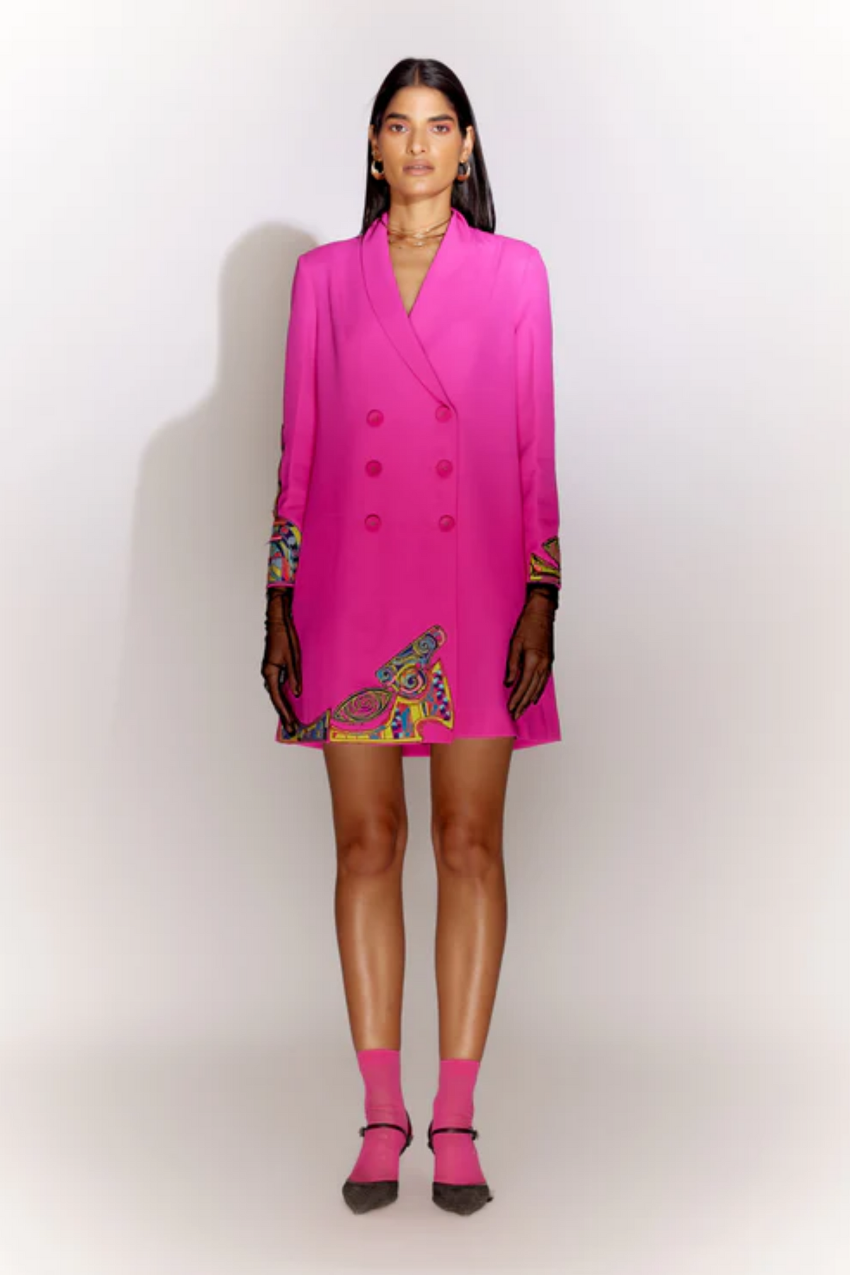 Pink Trippy Eyes Jacket Dress