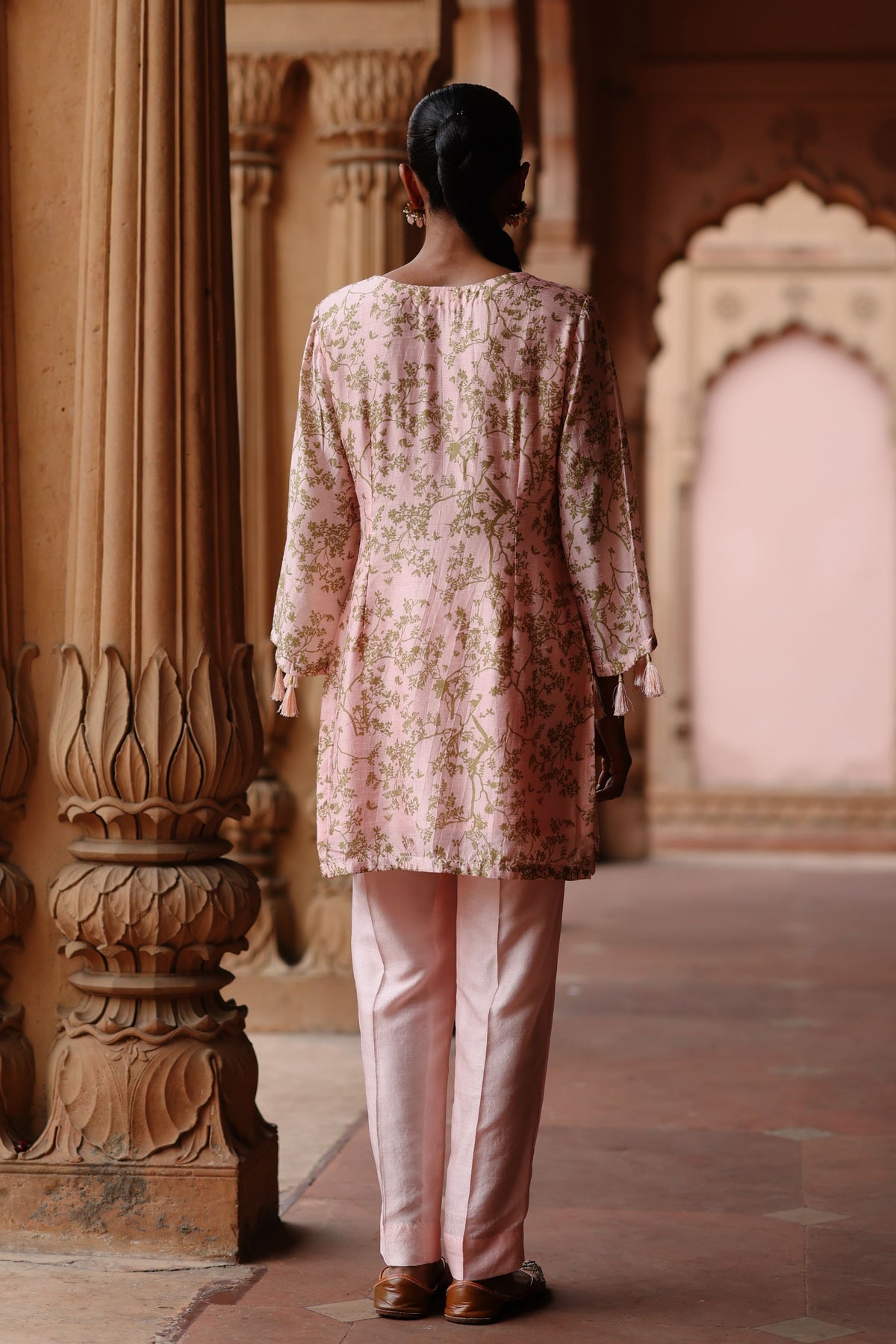 Pastel Pink Embroidered Tunic Set