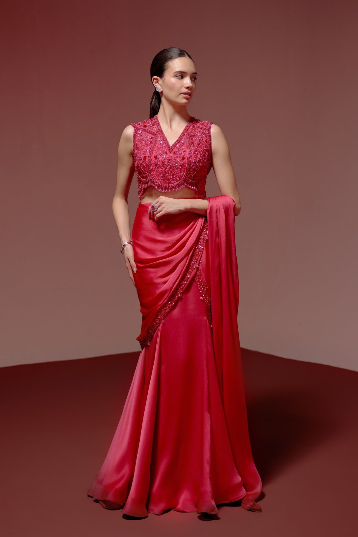 Hotpink Drape Saree