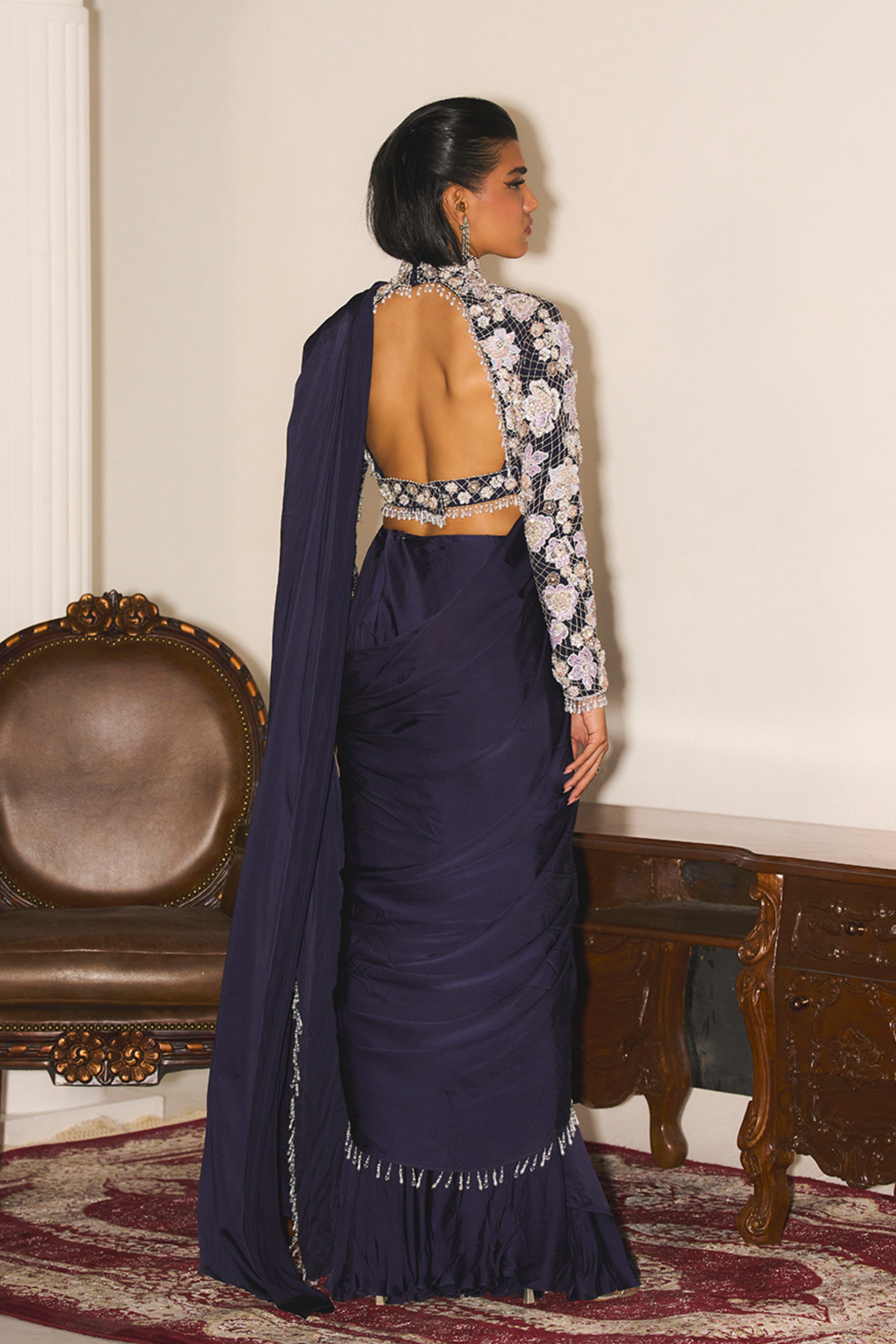 Mystic Navy Blue Saree Set