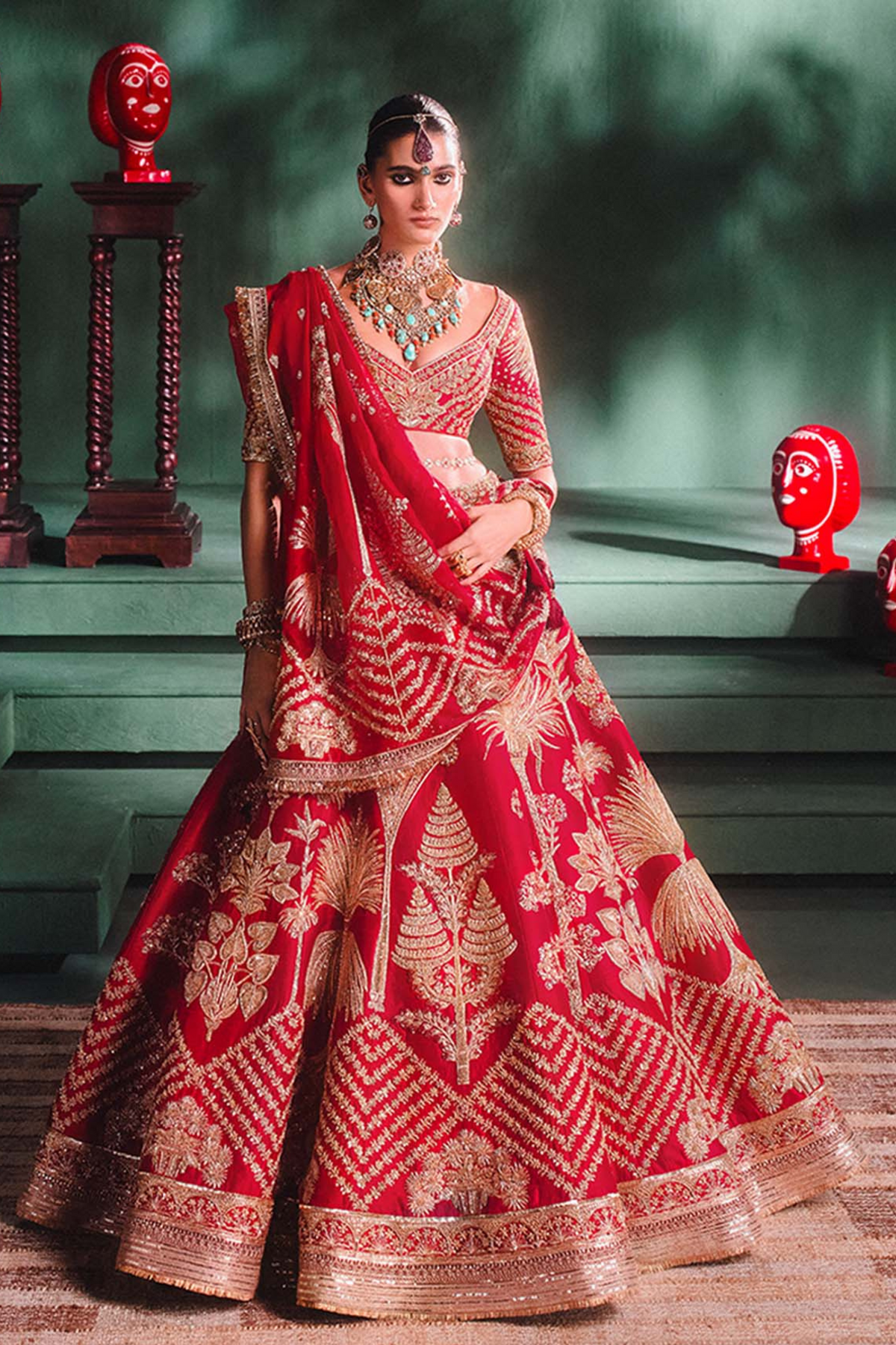 Aalu Bukhara Rashberry Lehenga With Veil