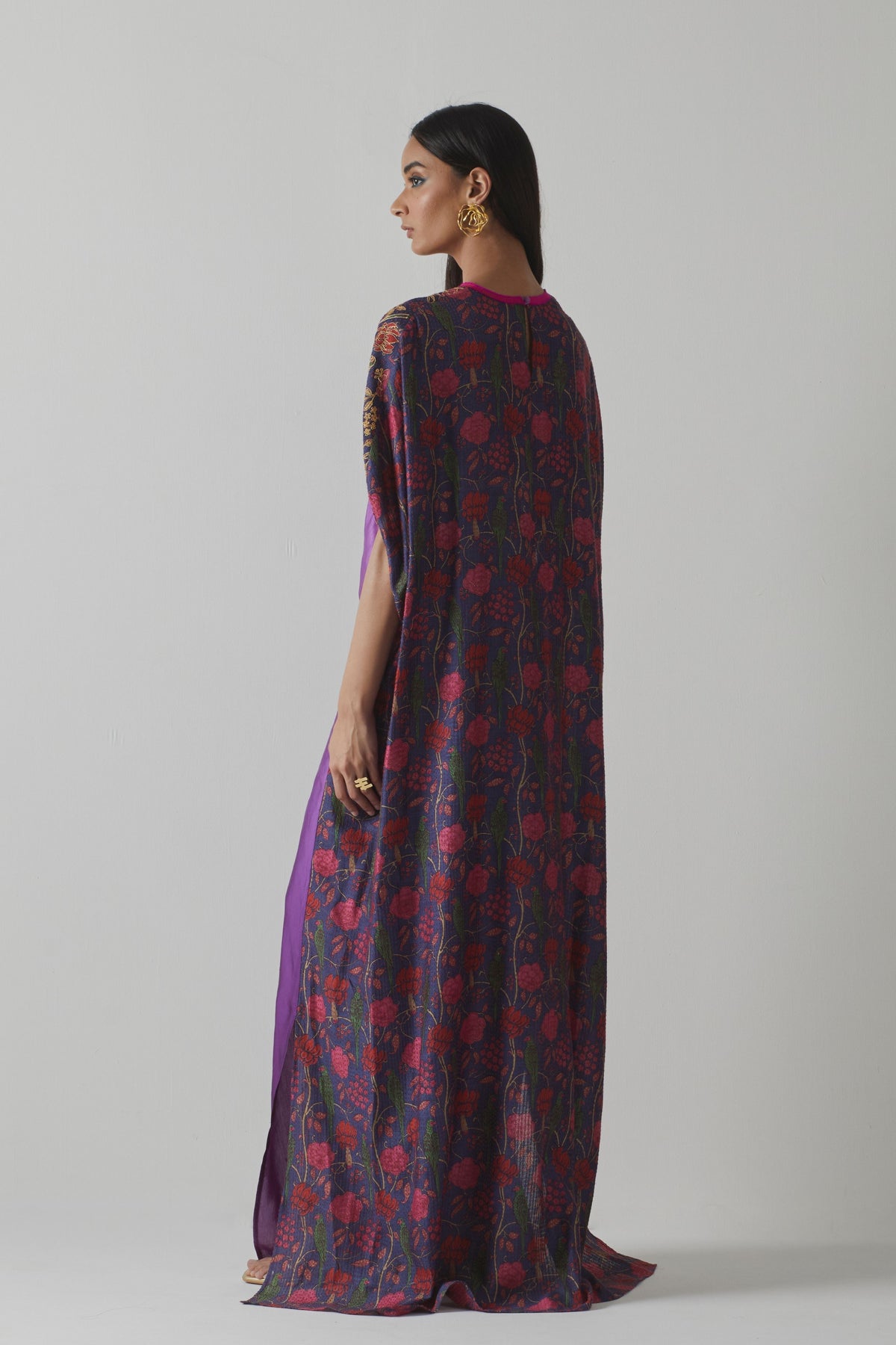 Purple Embellished Silk Kaftan