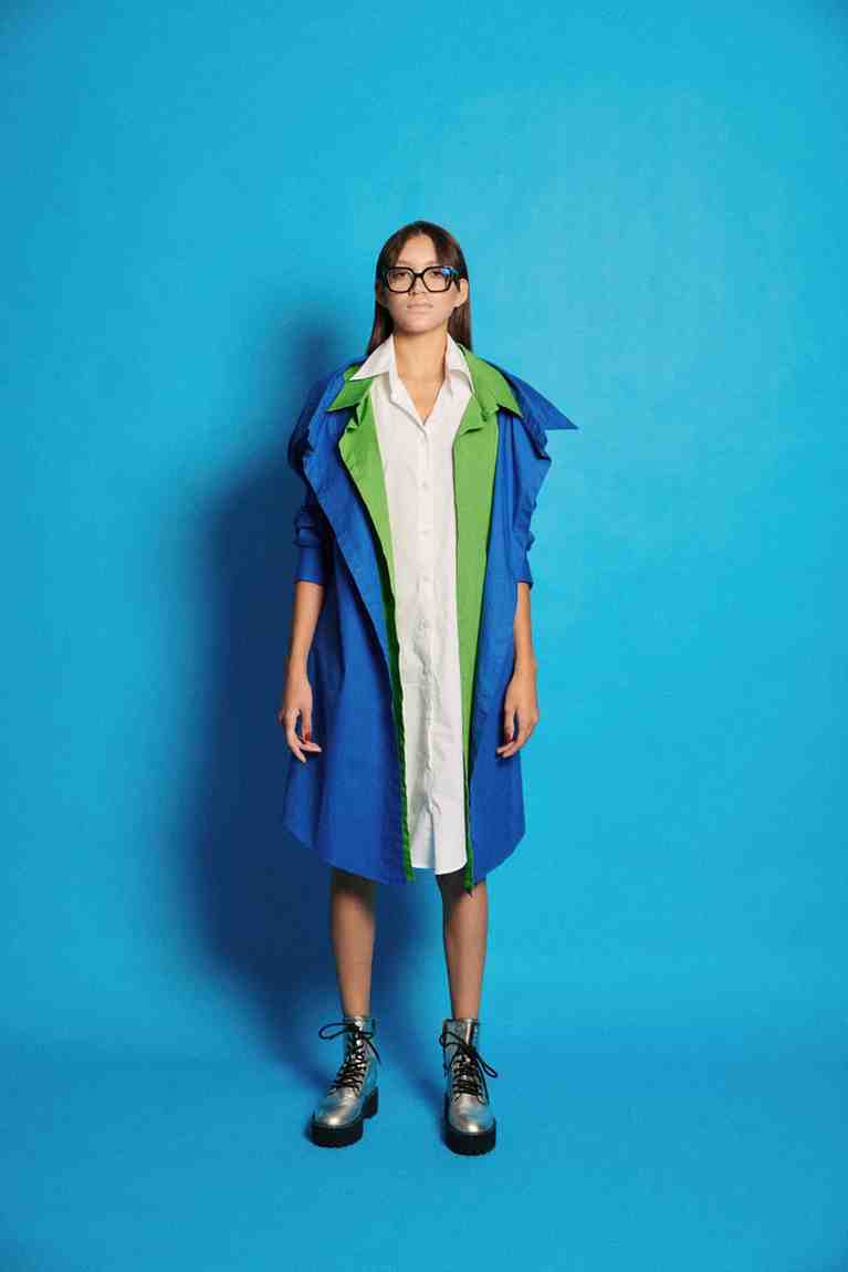 Tricolour Layered  Shirt Dress