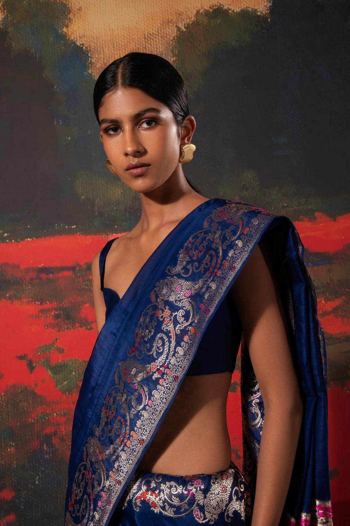 Handwoven Blue Silk Saree