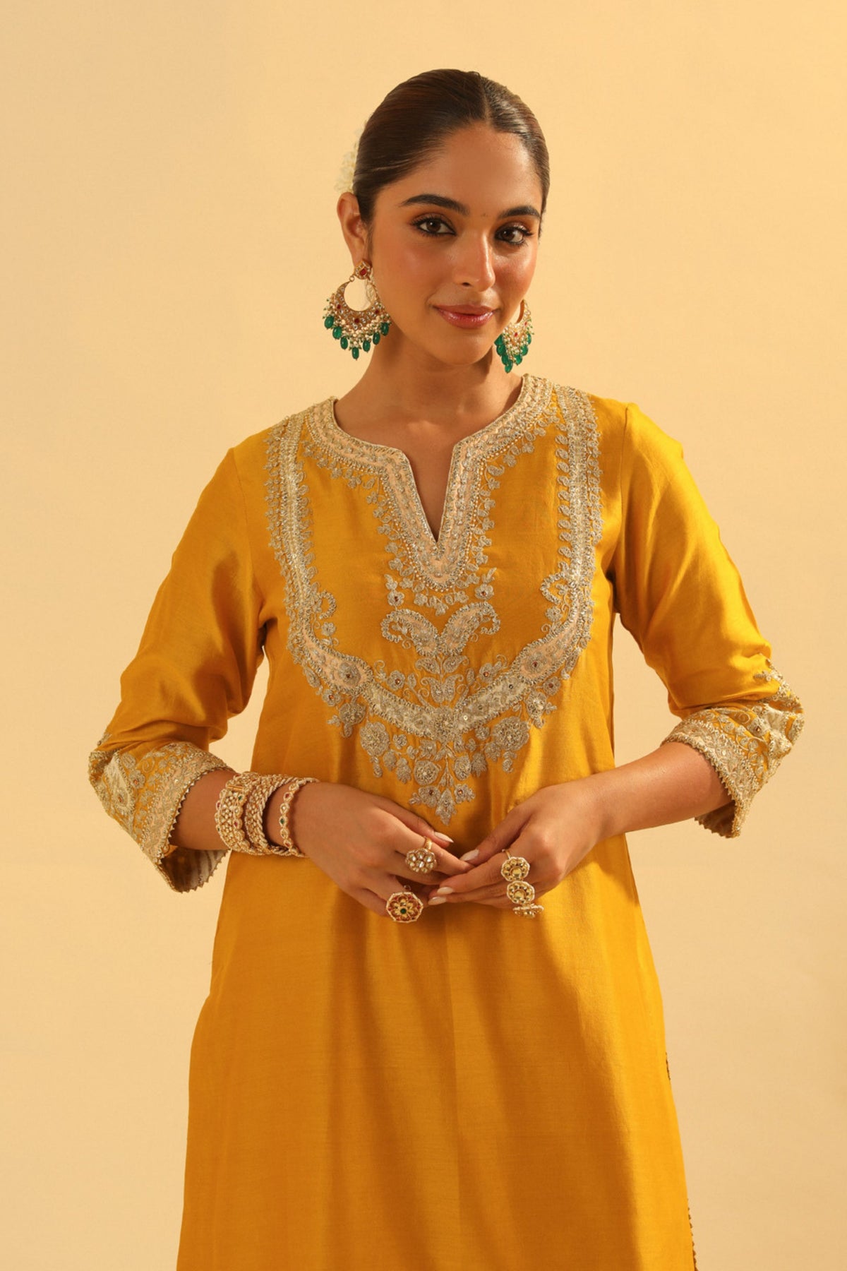 Aashna Short Mustard Kurta With Dhoti