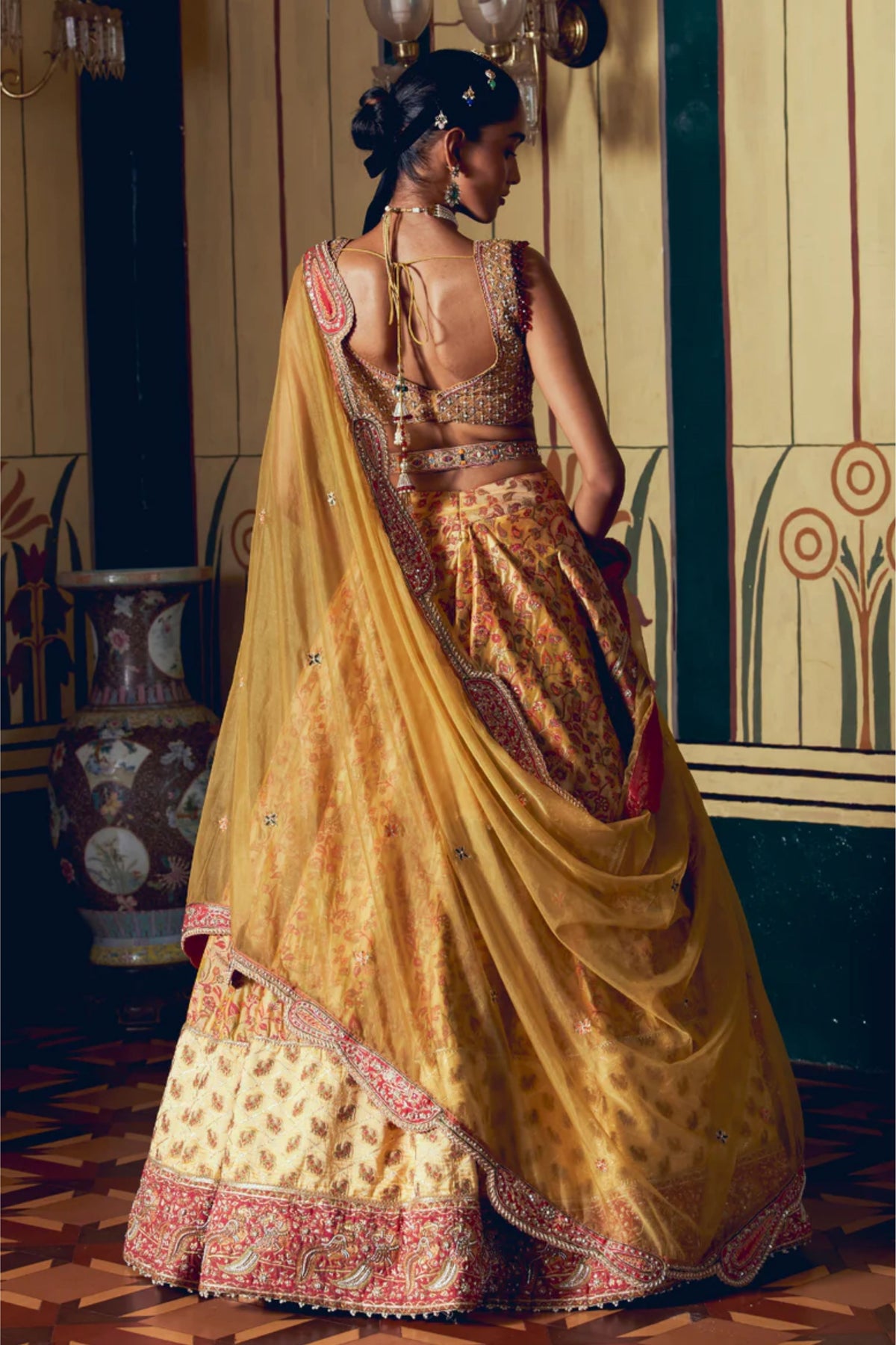 Yellow Banarasi Lehenga Set