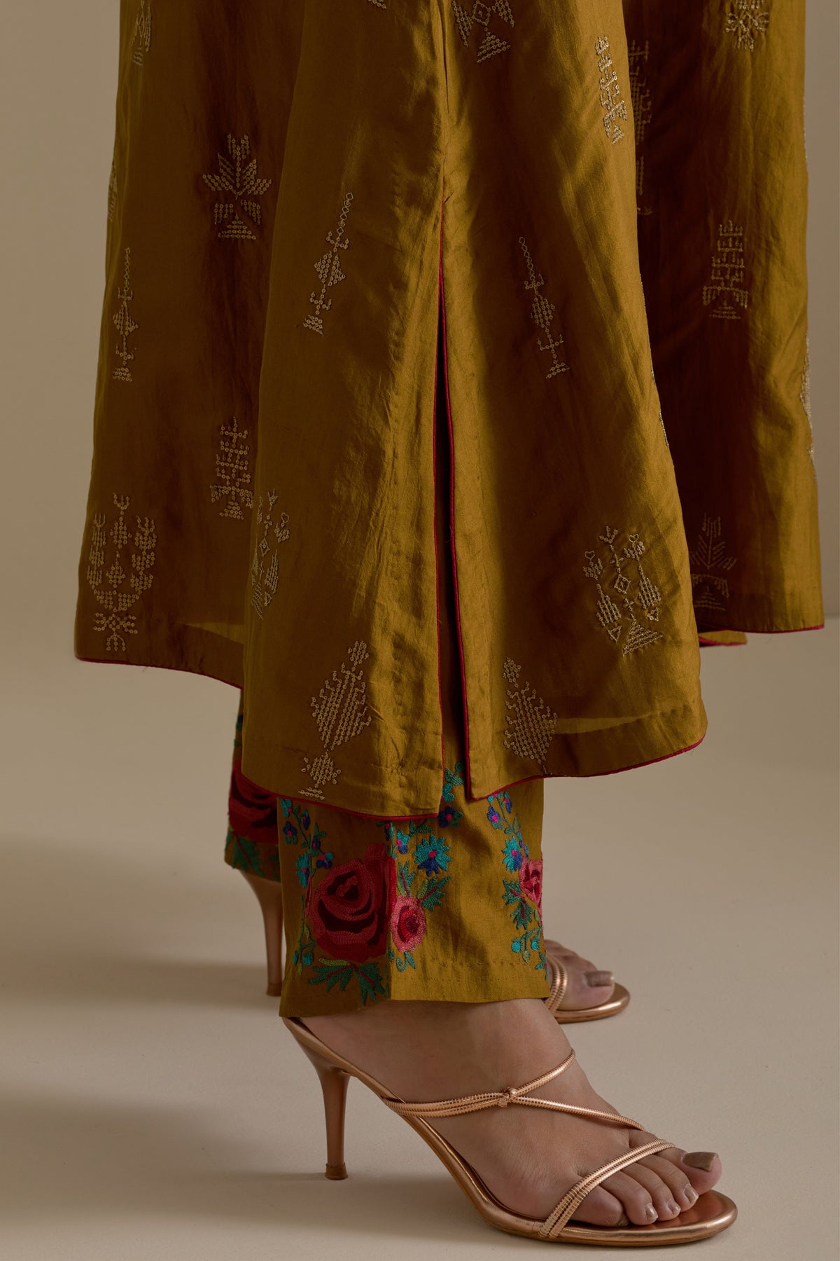 Olive Silk Kurta Set