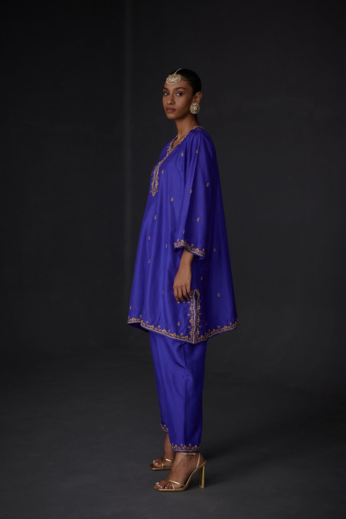 Short Embroidered Tunic &amp; Trouser Set