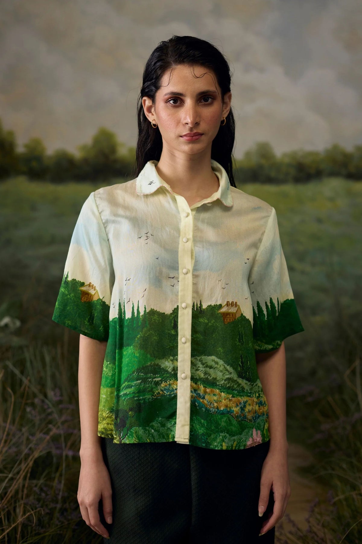 Fern Printed Green Shirt