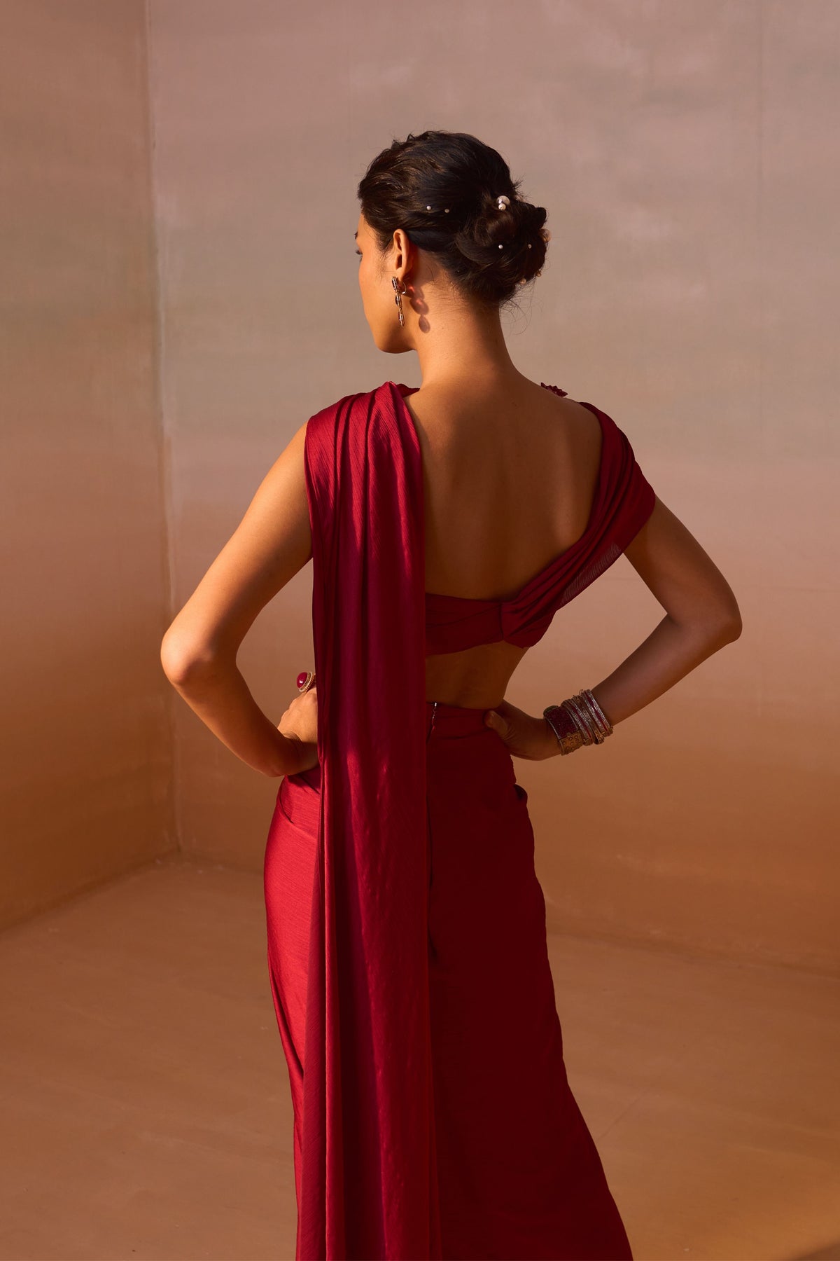 Maroon Draped Saree