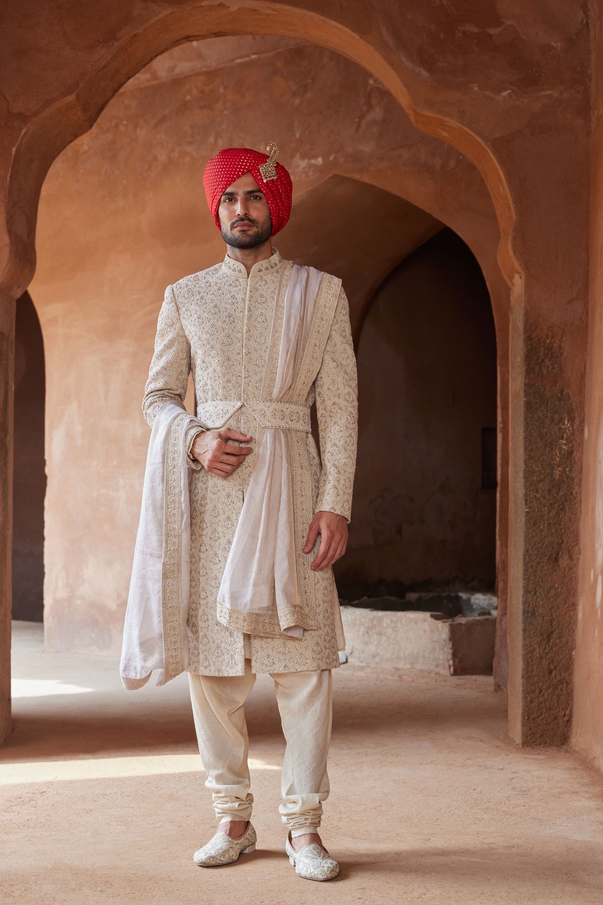 Light Beige Sherwani Set