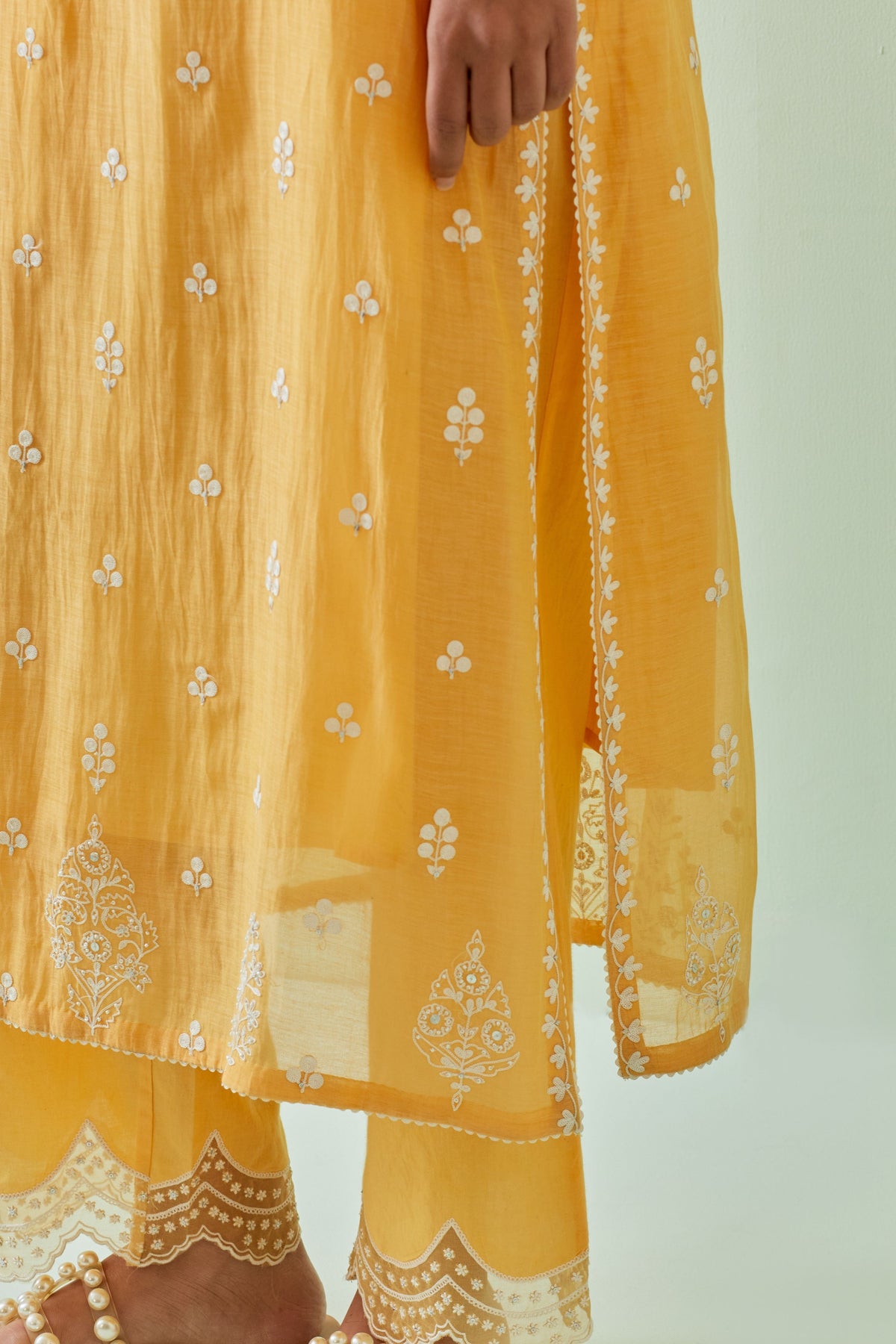 Yellow Boota Embroidered Kurta Set