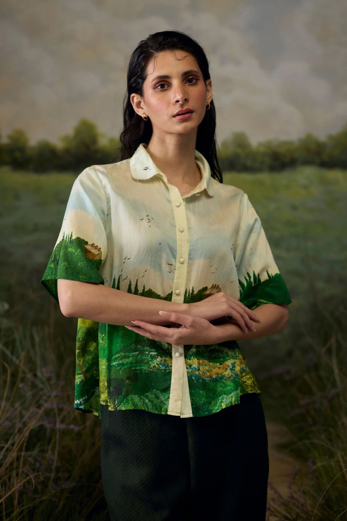 Fern Printed Green Shirt