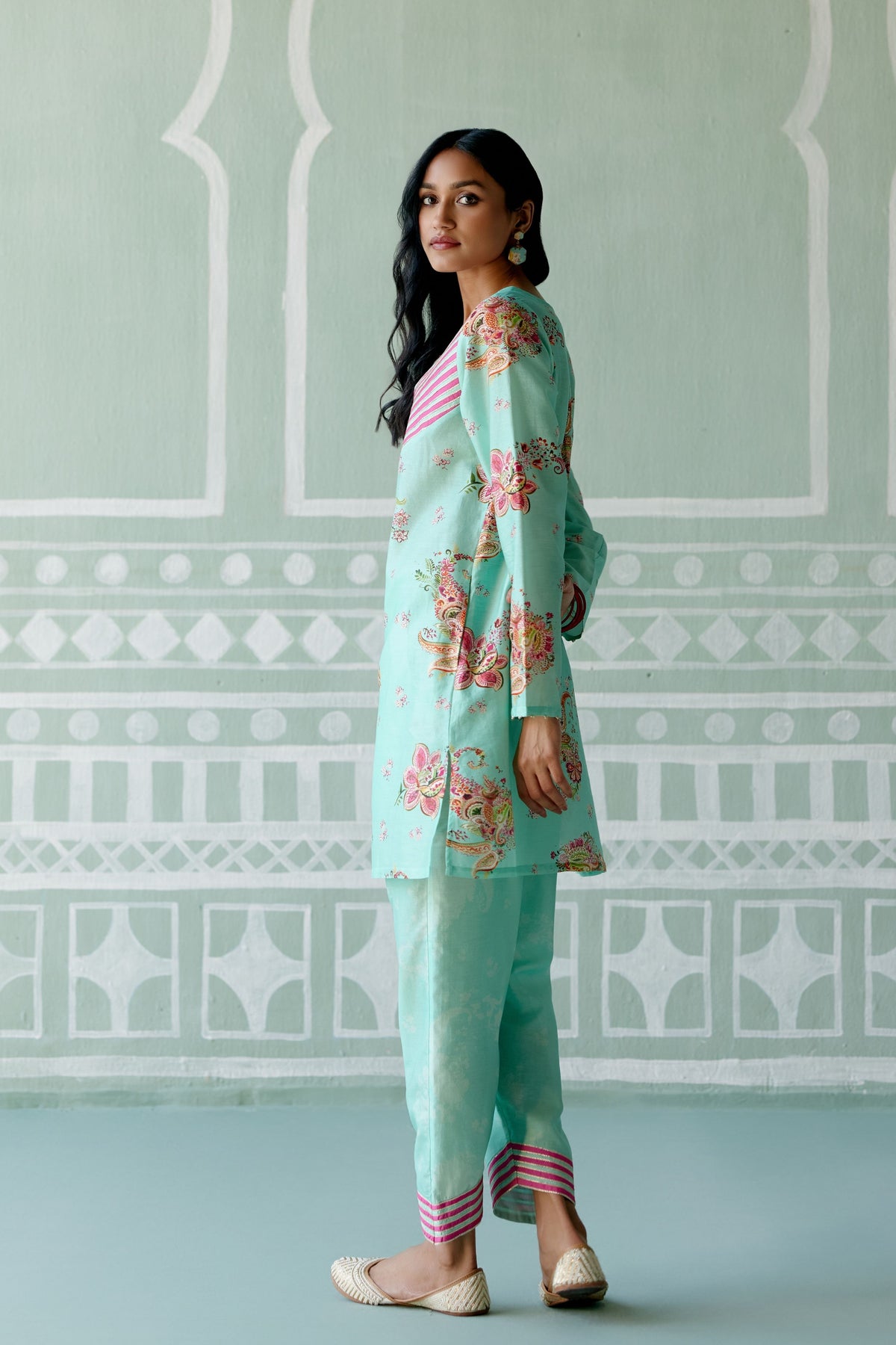 Mint &amp; Fuschia Kurta Set