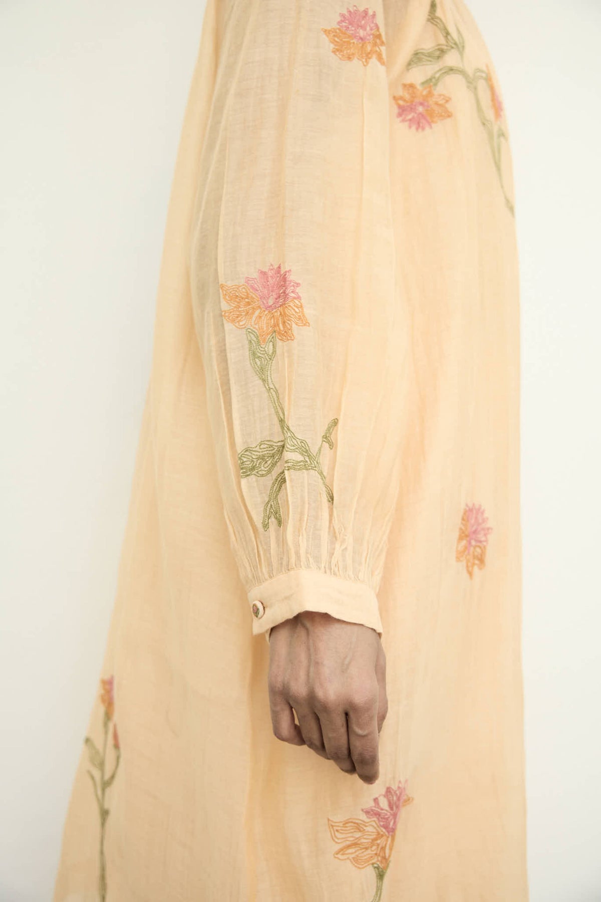 Embroidered Peach Chanderi Tunic