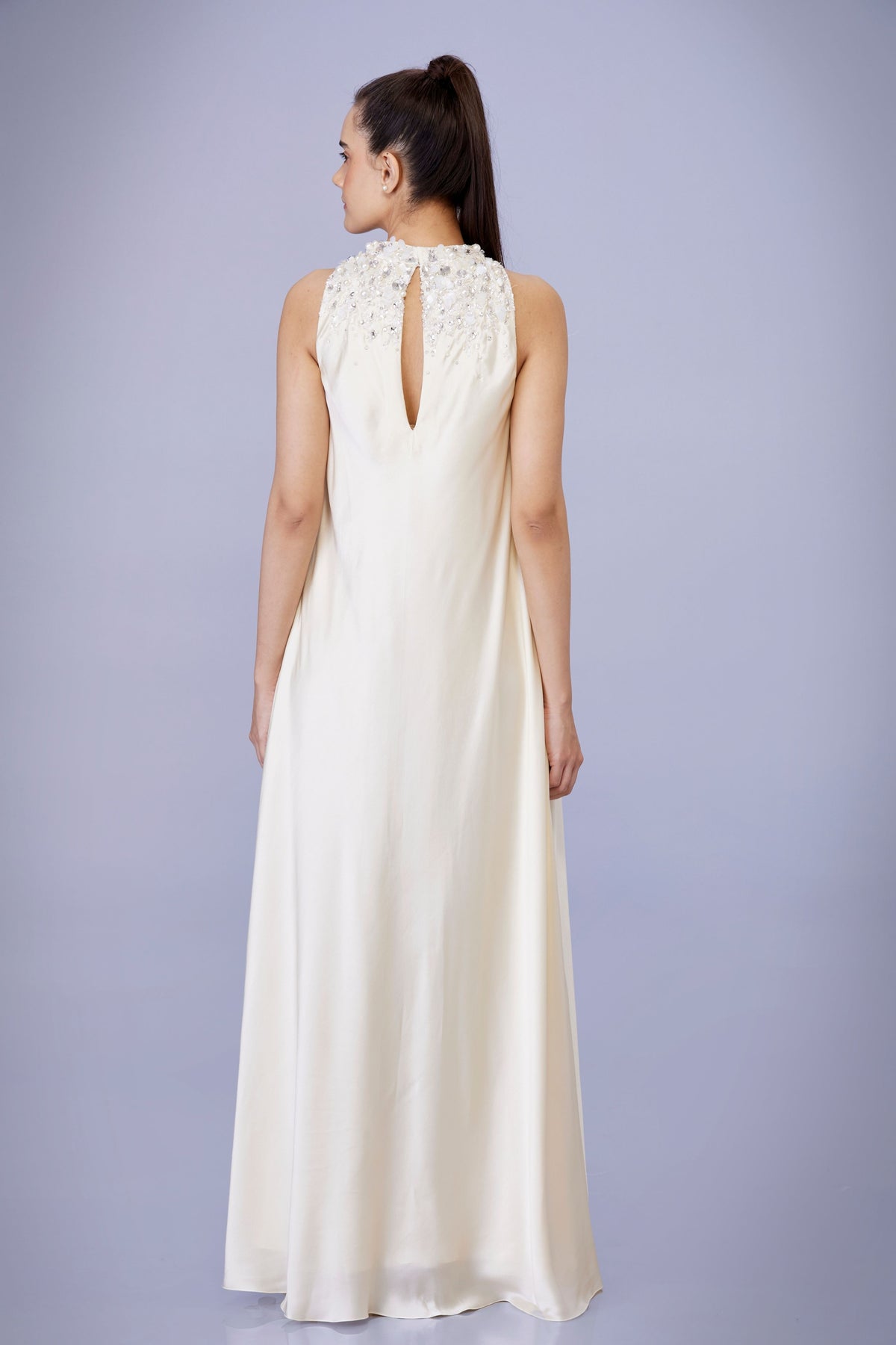 Creme Bias Embroidery Gown