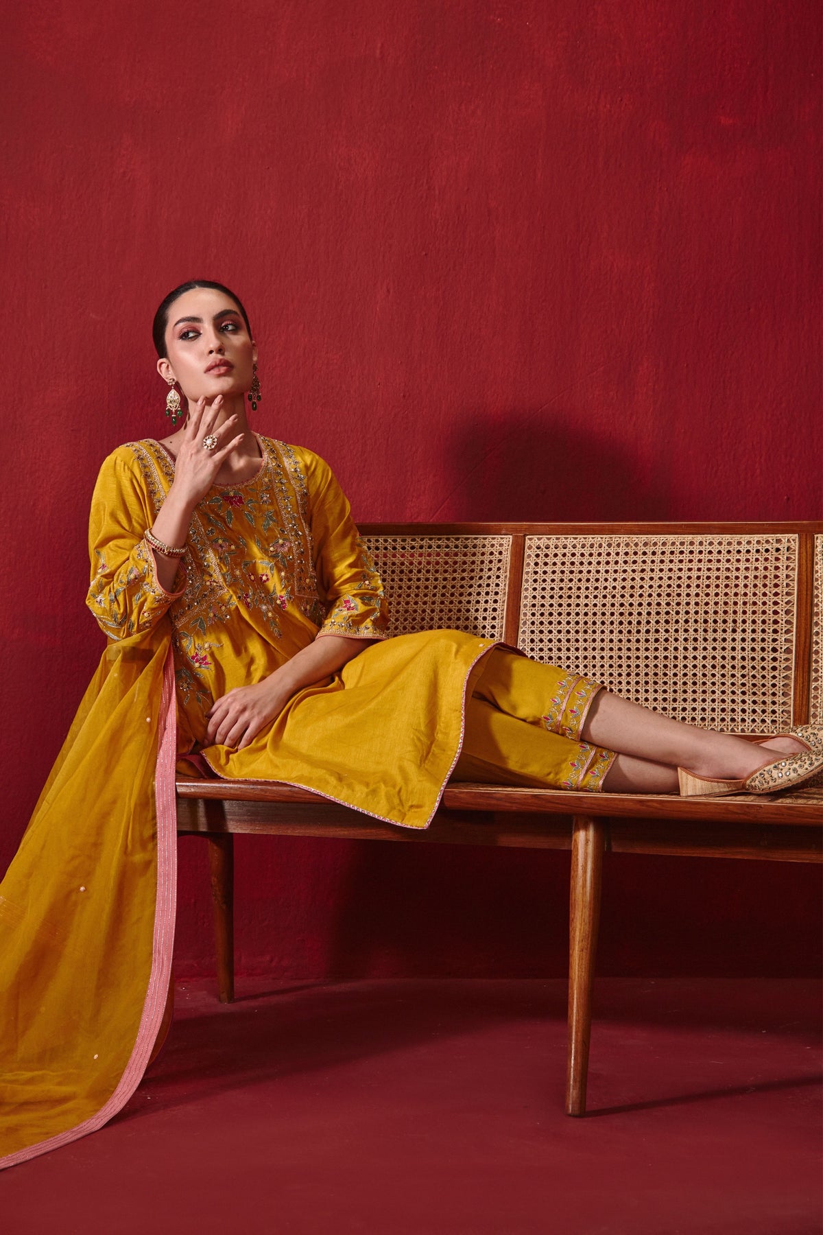 Mustard Preeti Kurta Set