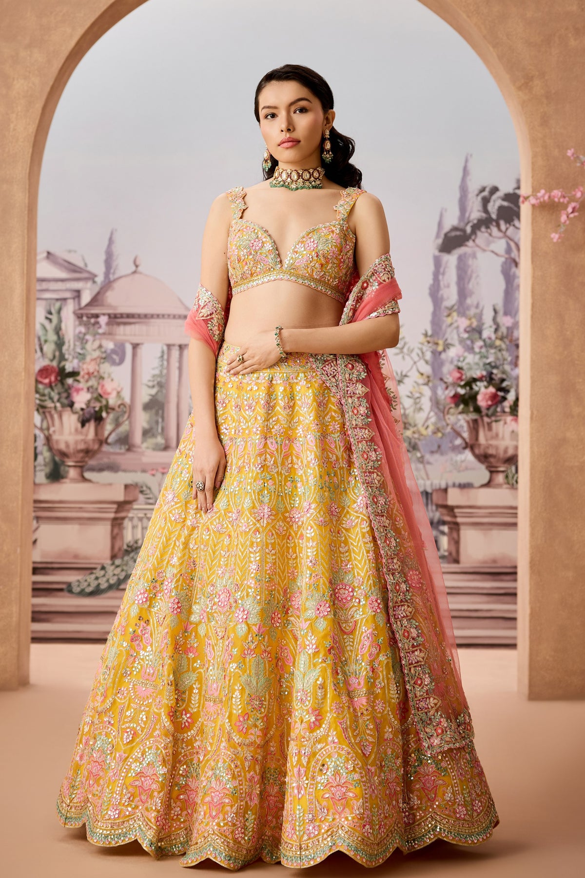 Msi Yellow Coral Lehenga Set