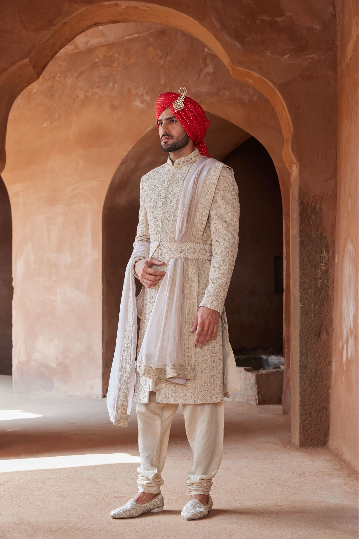 Light Beige Sherwani Set