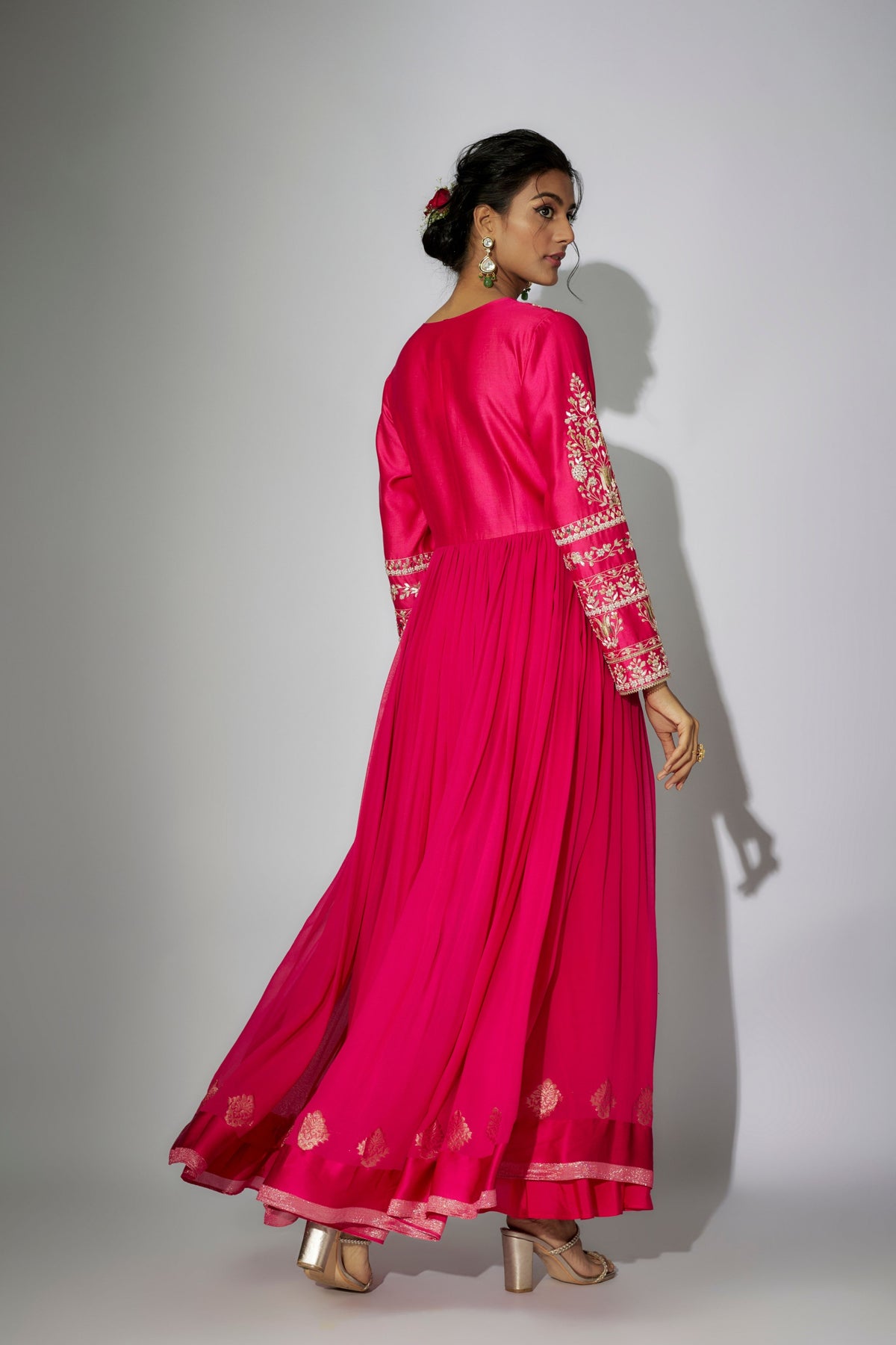 Hot Pink Embroidered Anarkali Set