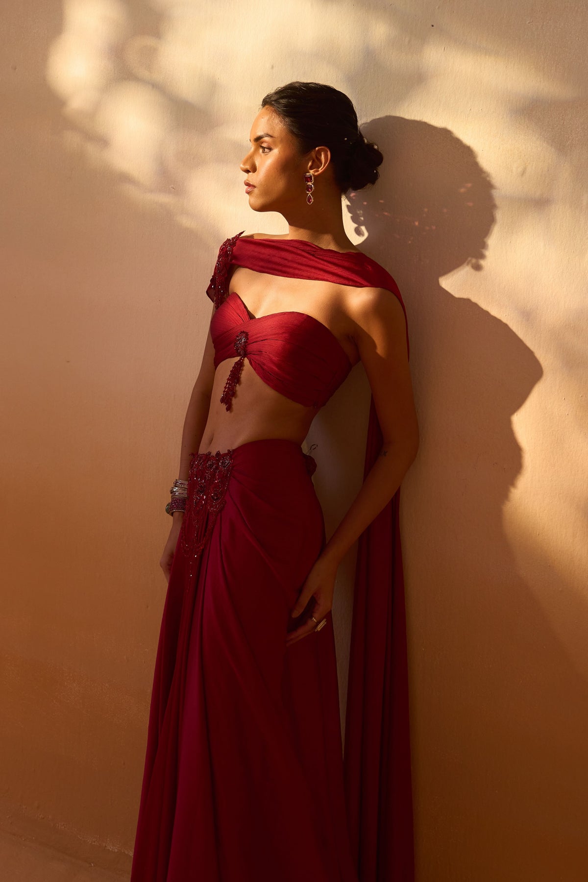 Maroon Draped Saree