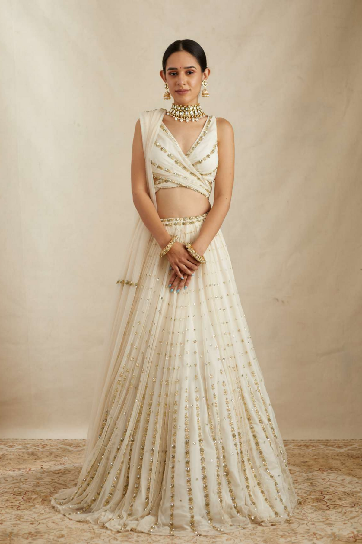 Off White Flare Lehenga Set