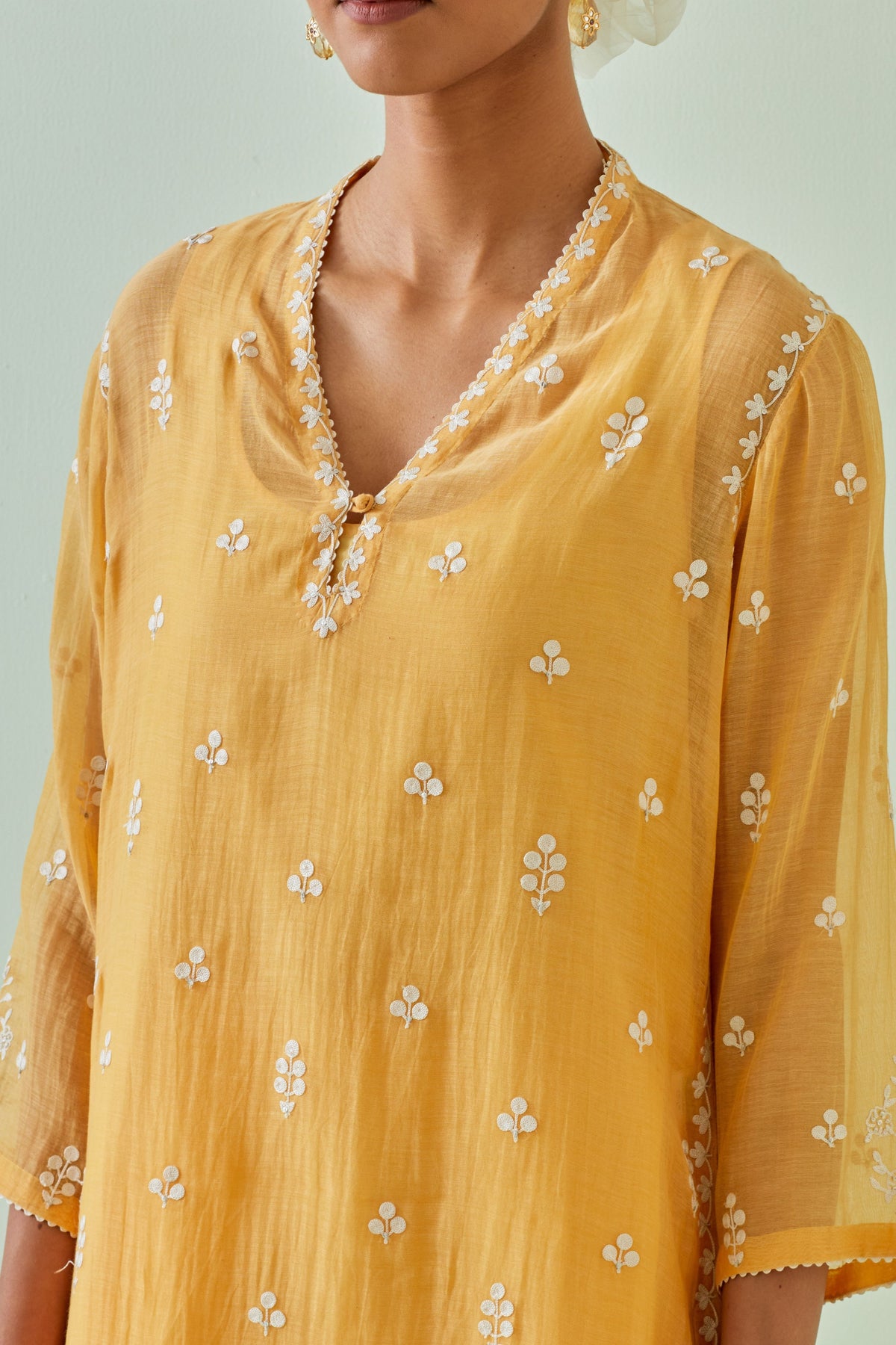 Yellow Boota Embroidered Kurta Set