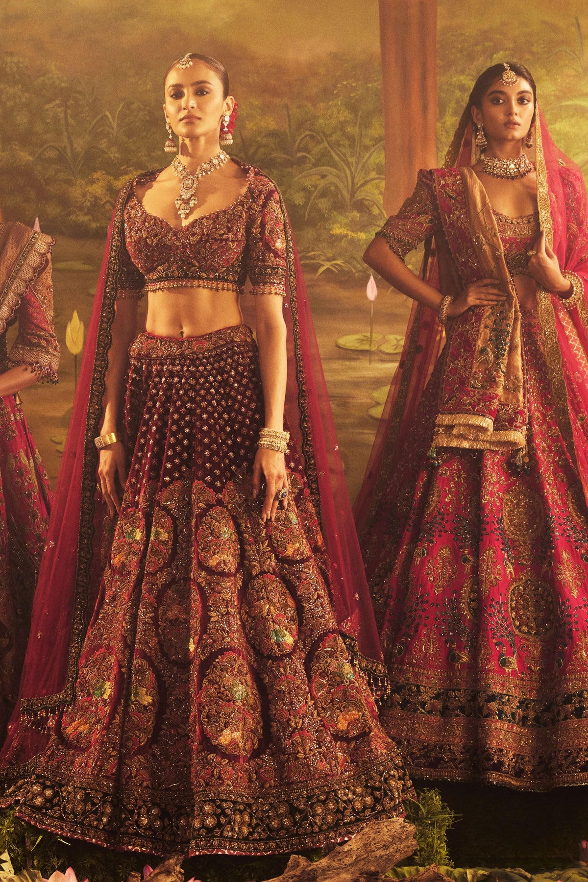 Maroon Velvet Sequence Lehenga Set