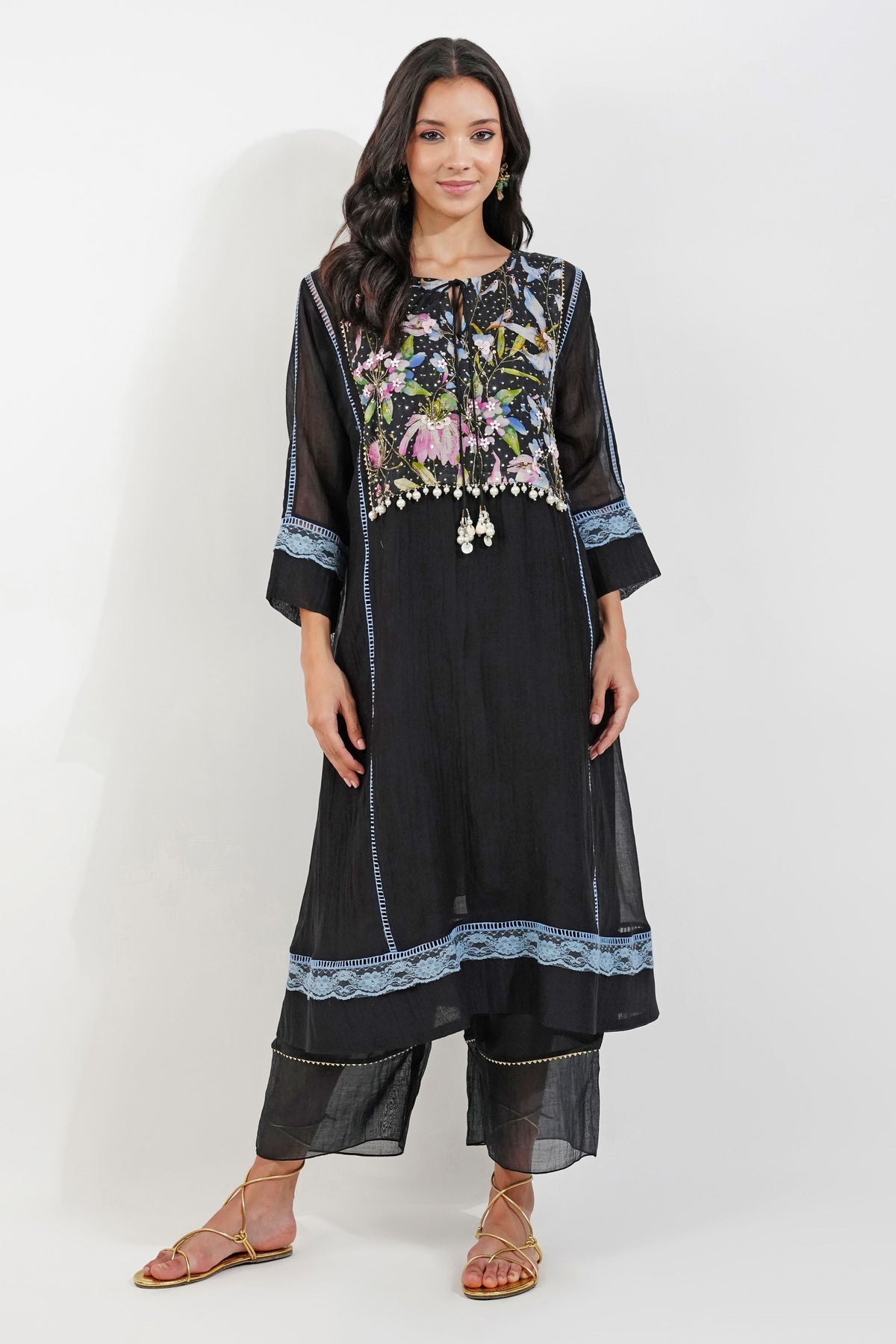 Summer Floral Panelled Kurta Set