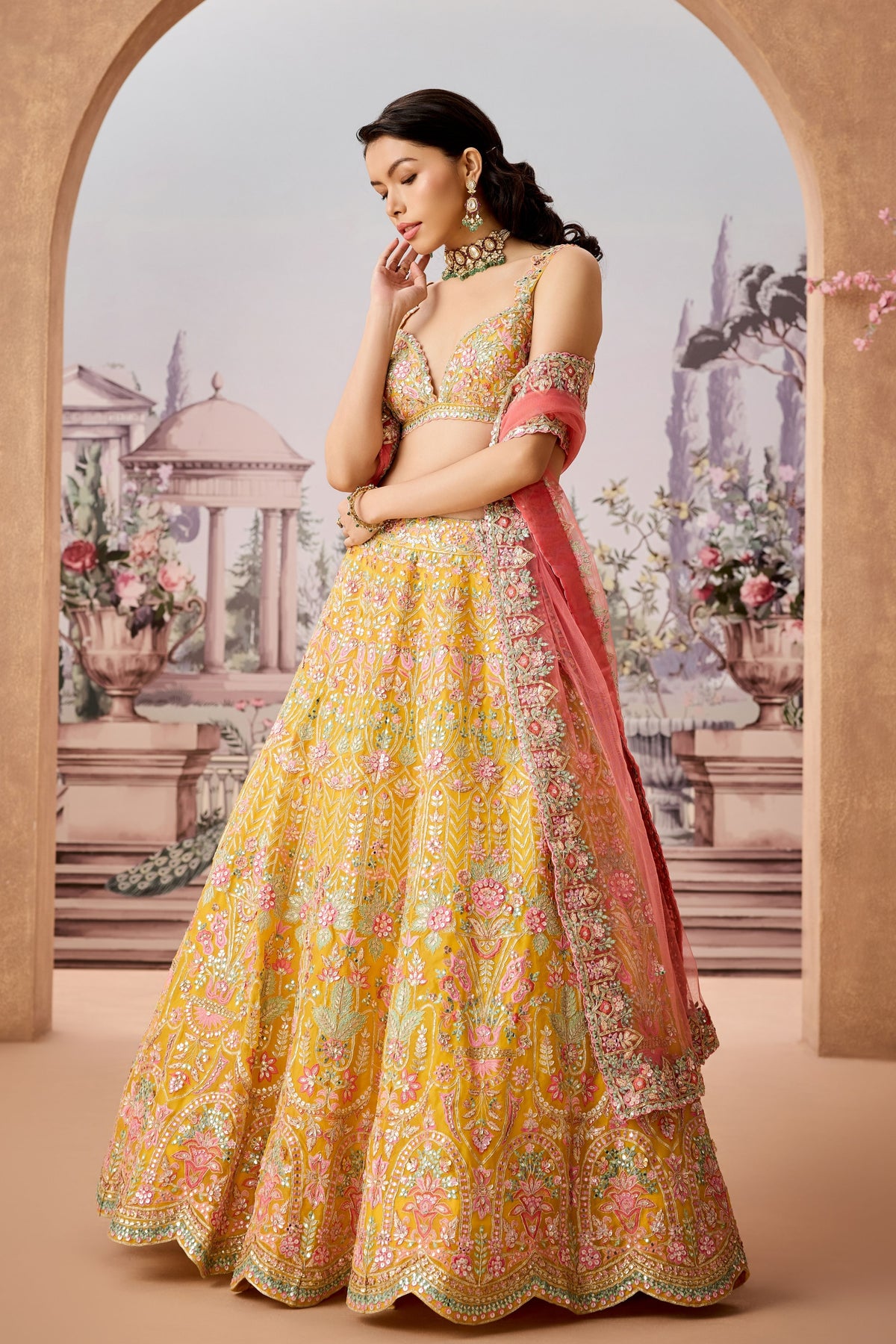 Msi Yellow Coral Lehenga Set