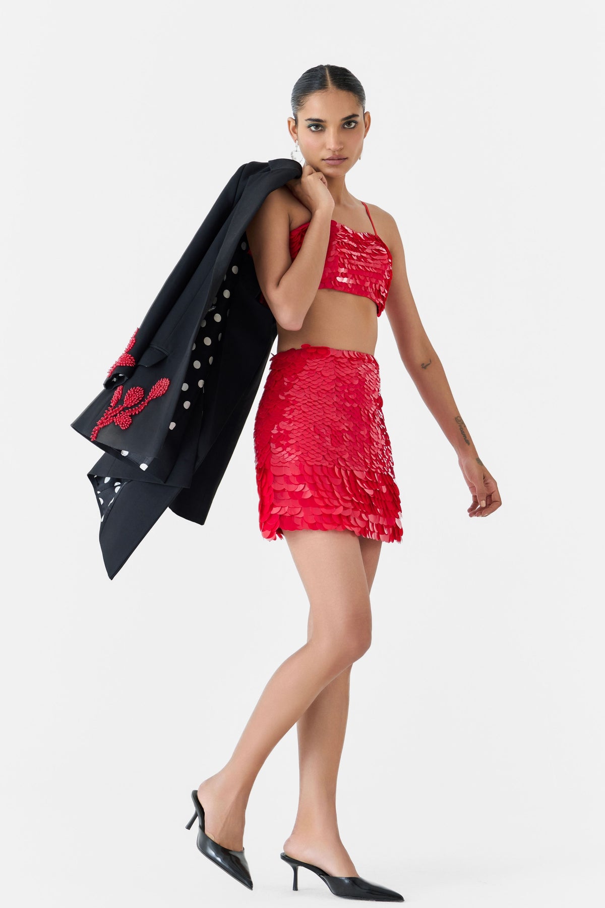 Ruby Sequin Bustier and Skirt