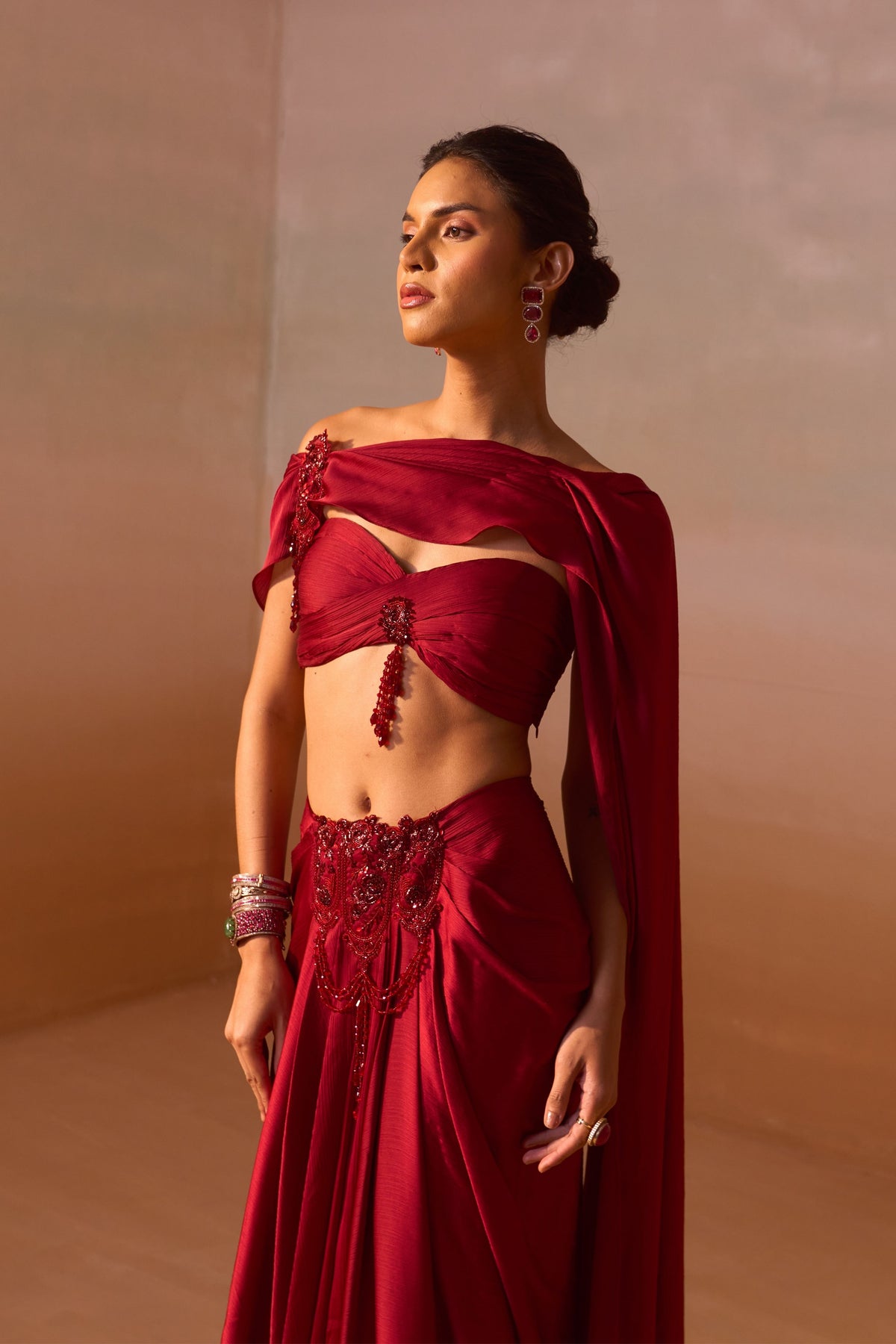 Maroon Draped Saree