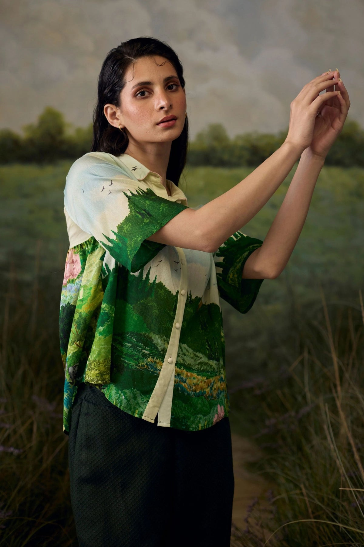 Fern Printed Green Shirt