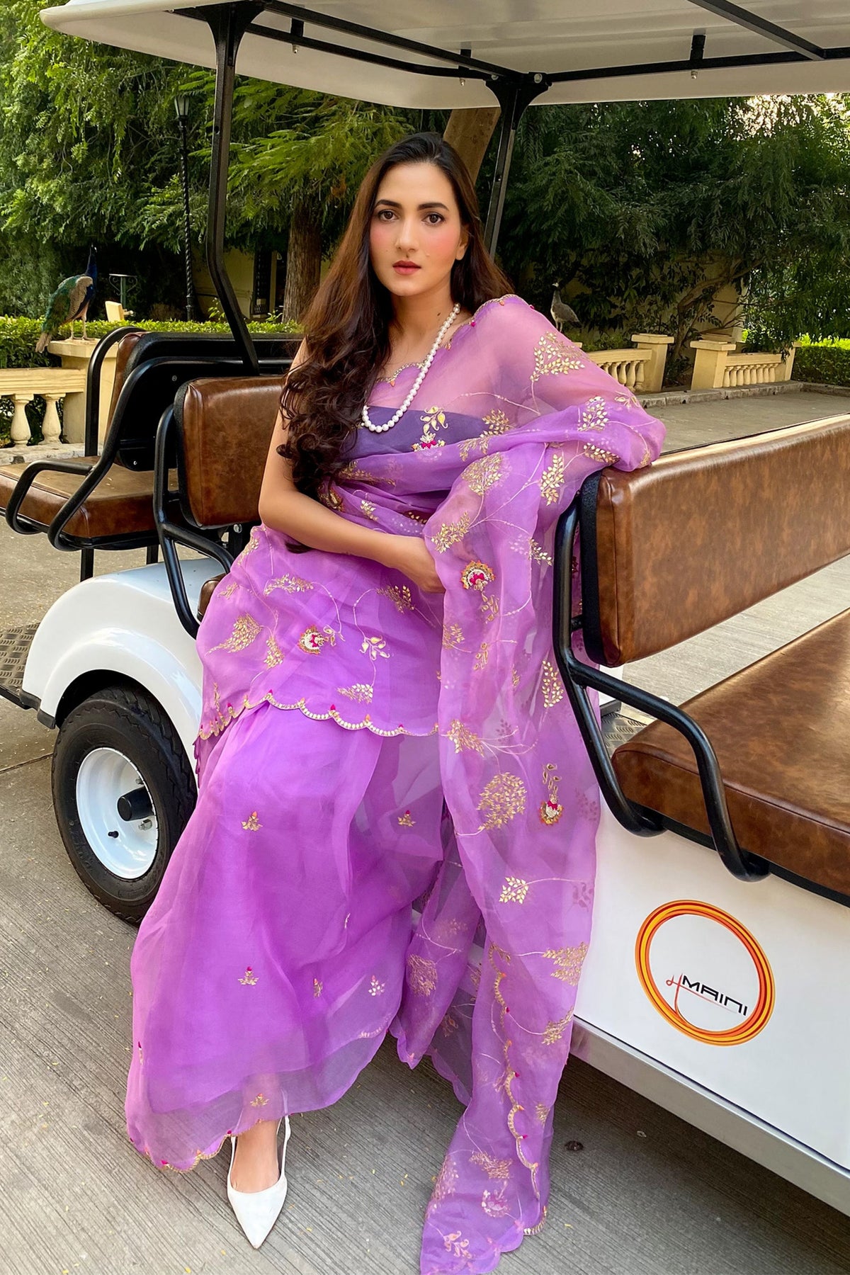 Purple Gota Patti Jaal Saree Set