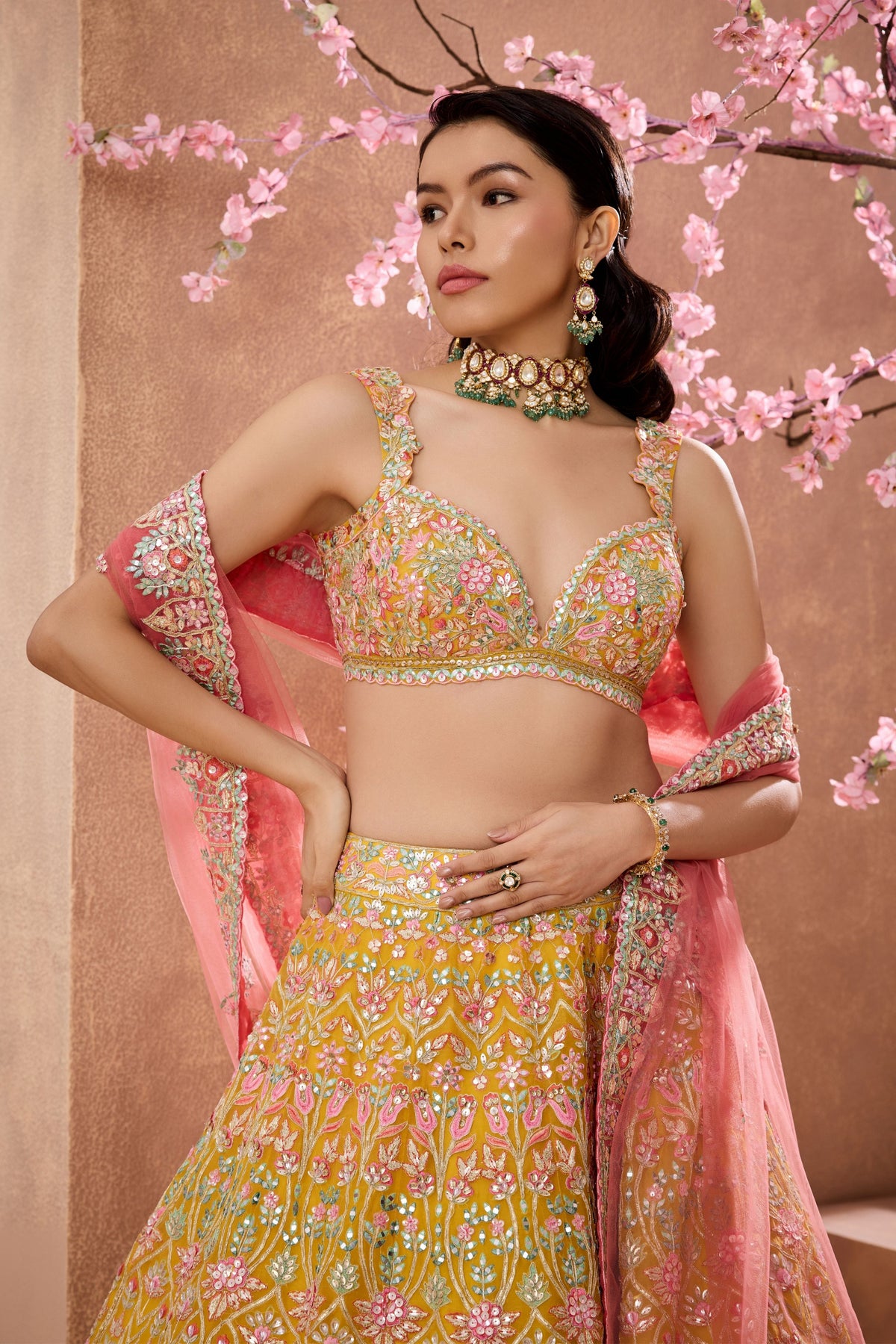 Msi Yellow Coral Lehenga Set