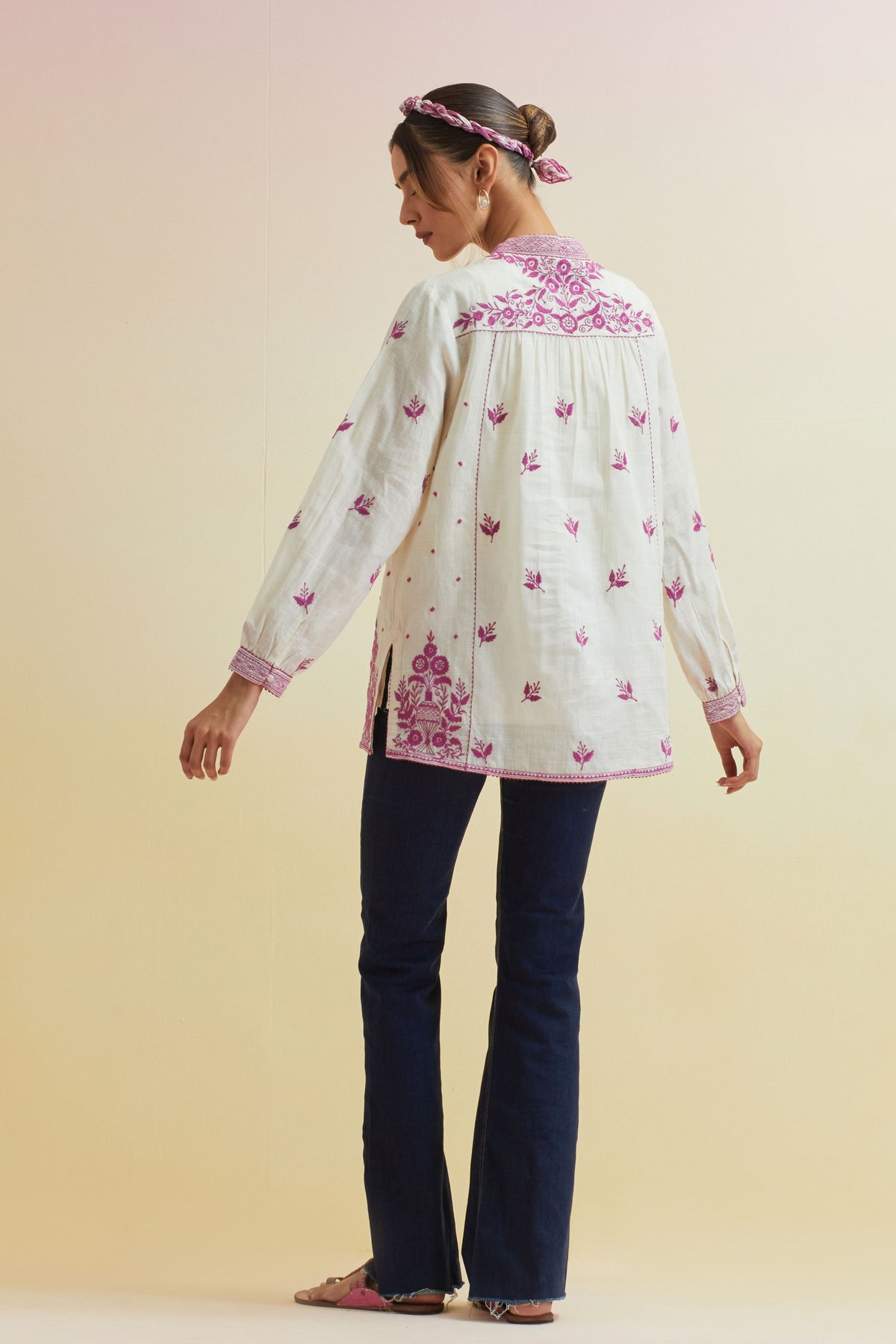 Orchid Pink Thread Embroidery Top