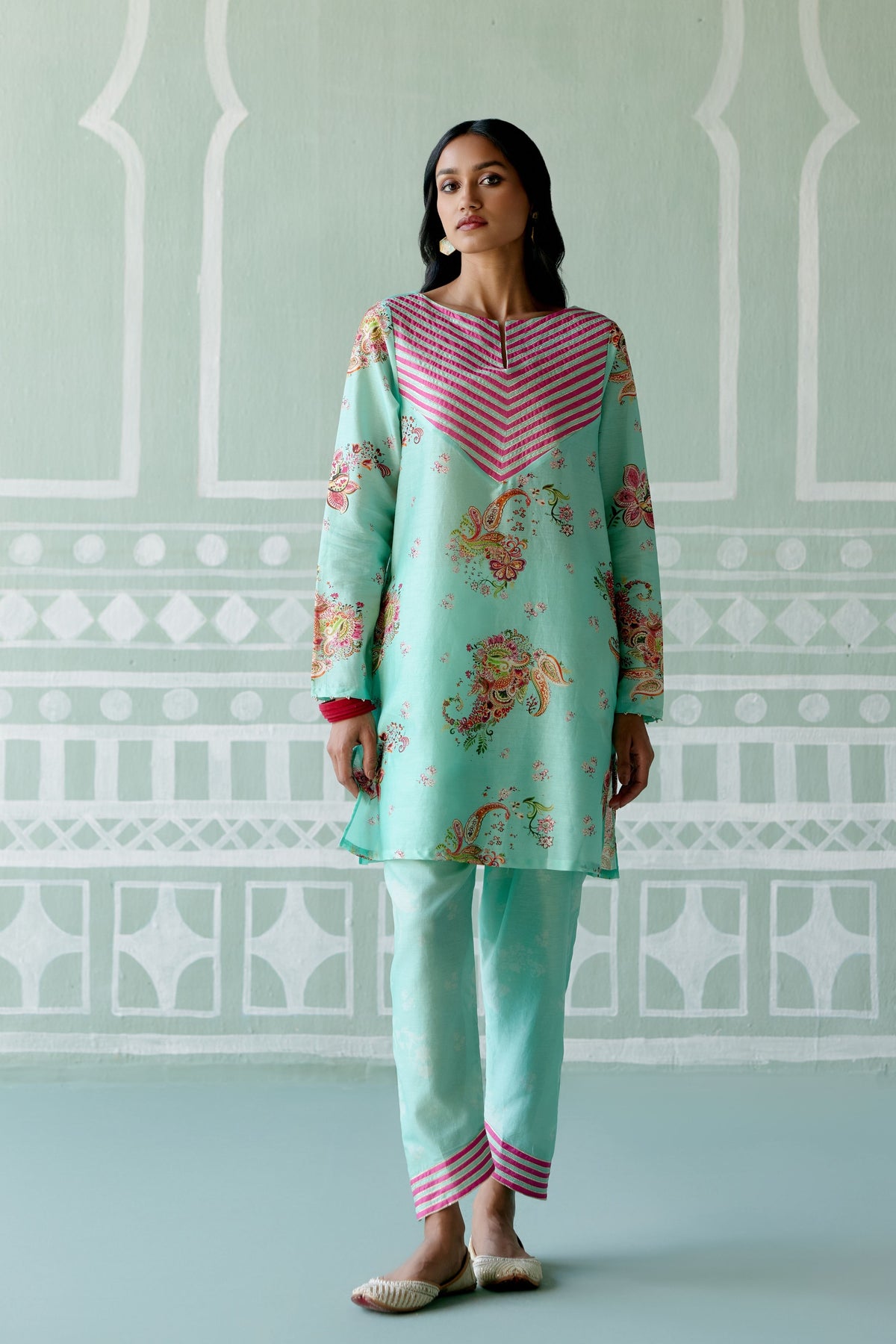 Mint &amp; Fuschia Kurta Set