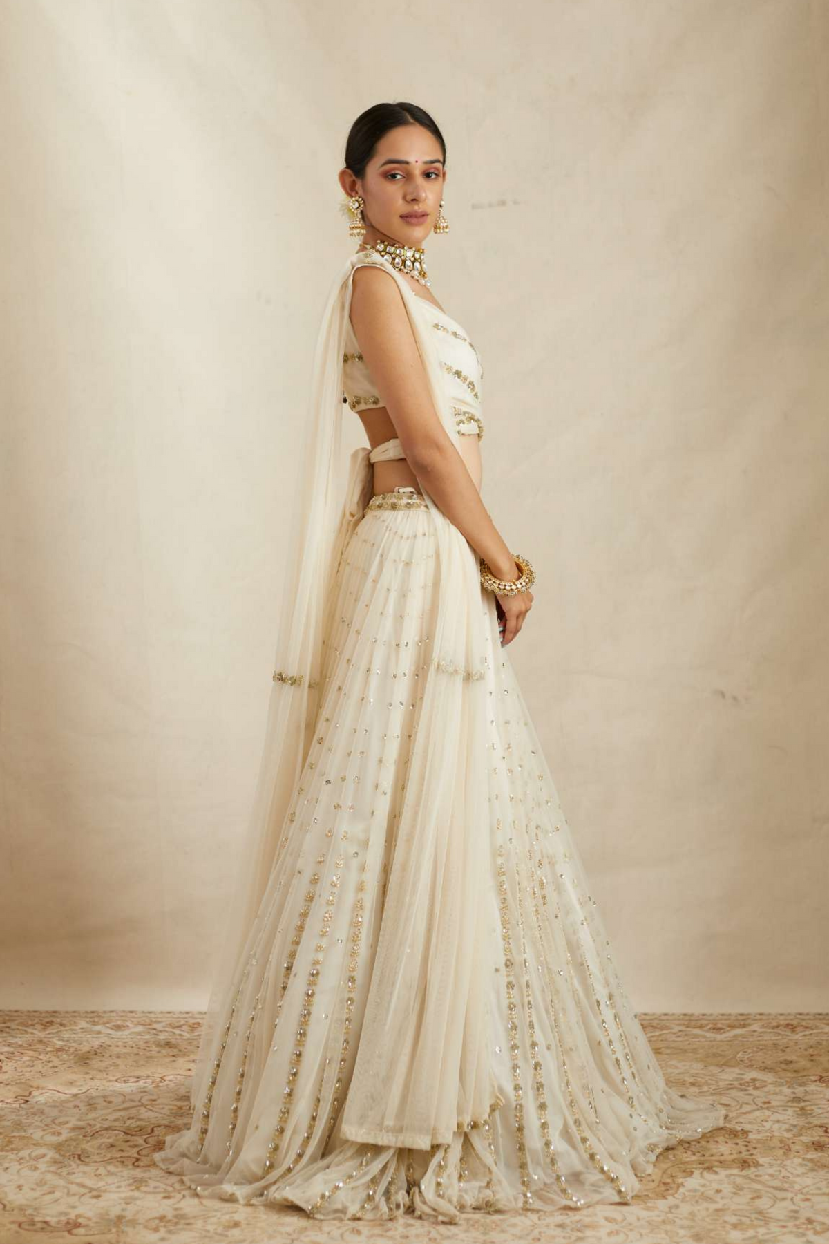 Off White Flare Lehenga Set