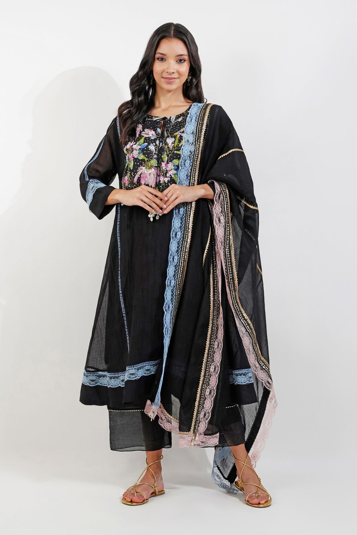 Summer Floral Panelled Kurta Set