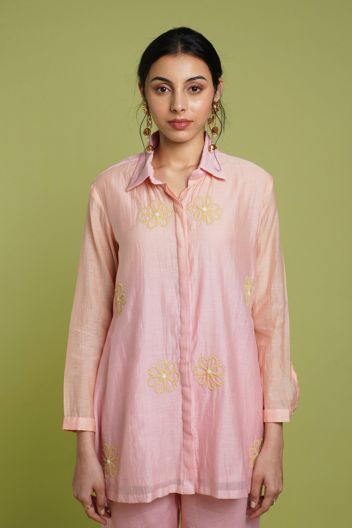 Pink Mul Chanderi Shirt