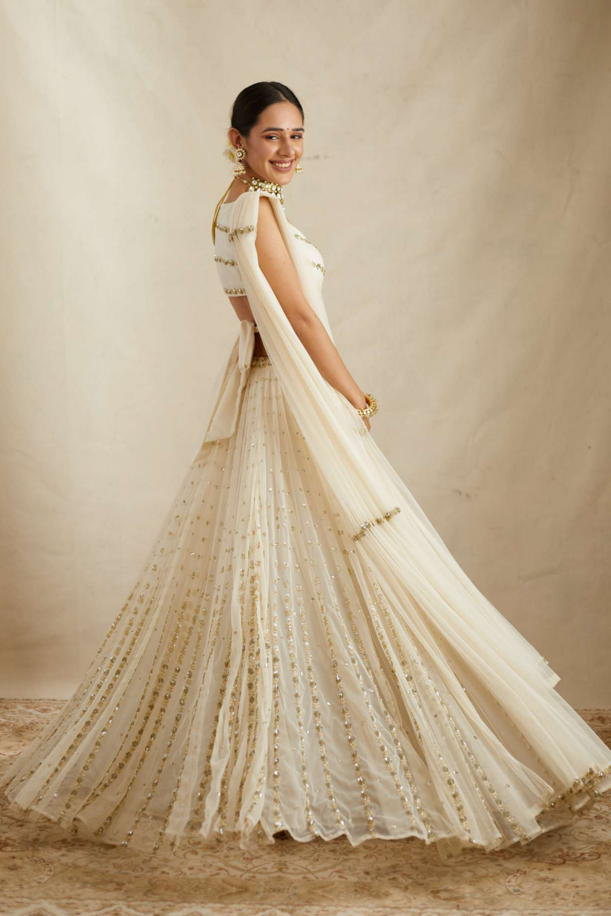 Off White Flare Lehenga Set