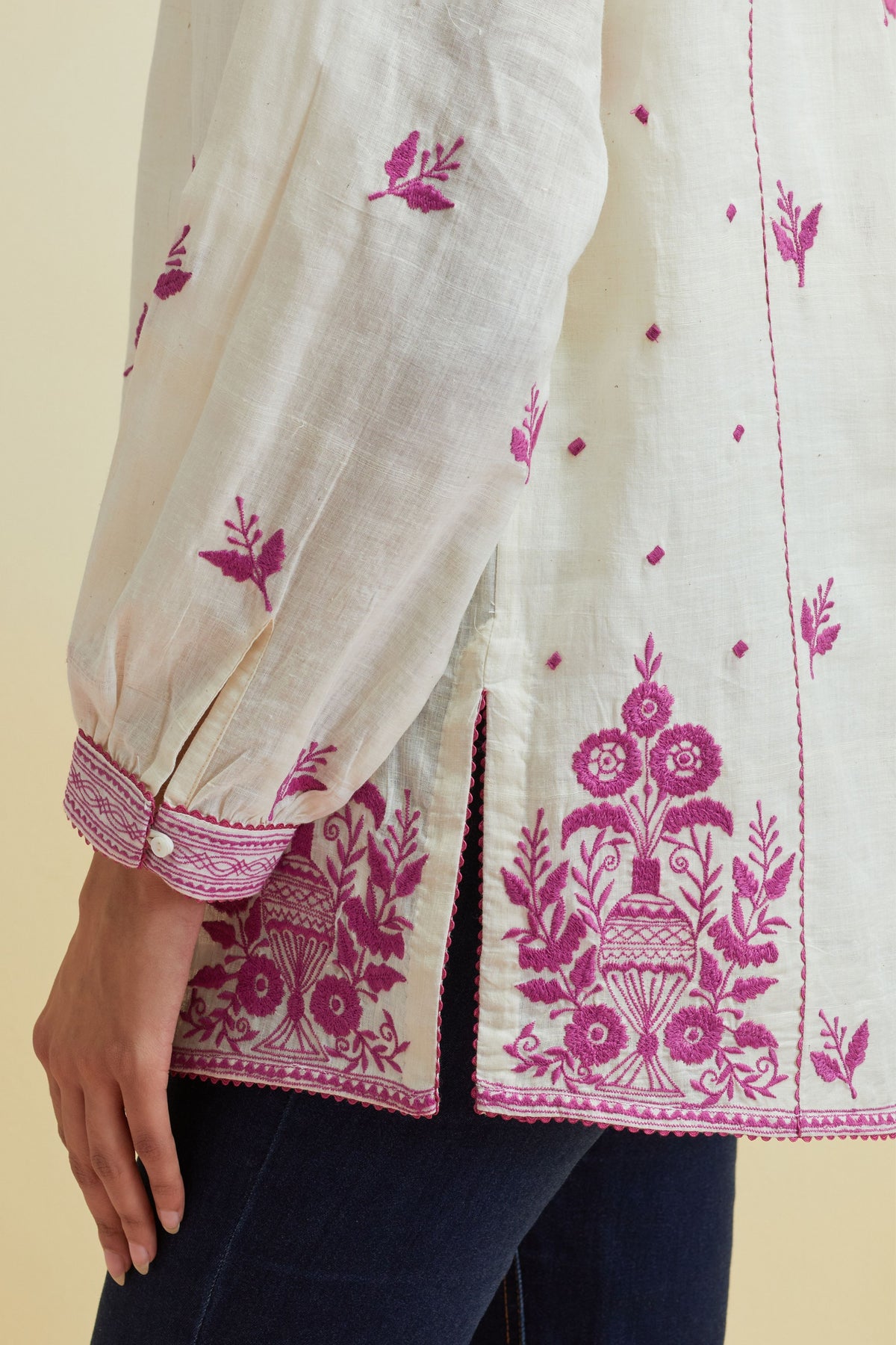 Orchid Pink Thread Embroidery Top