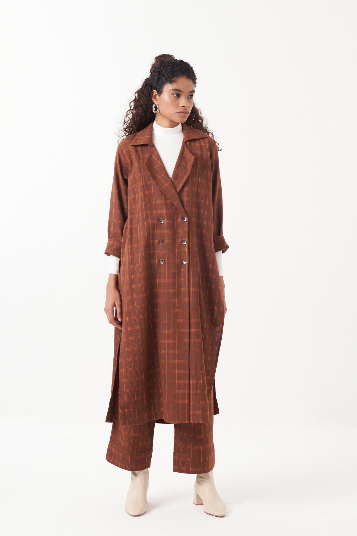 Overlap Kaftan Brown Check