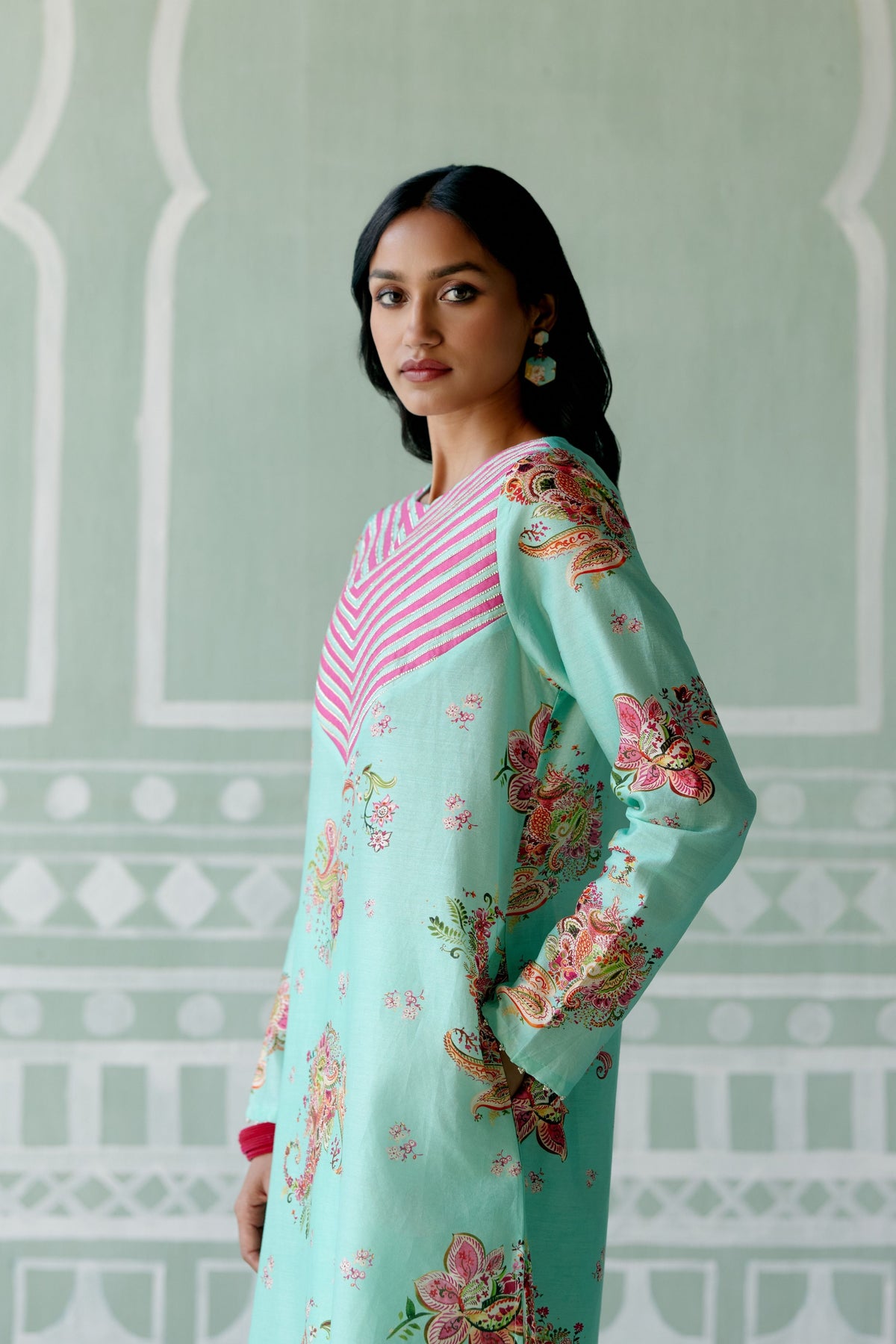 Mint &amp; Fuschia Kurta Set