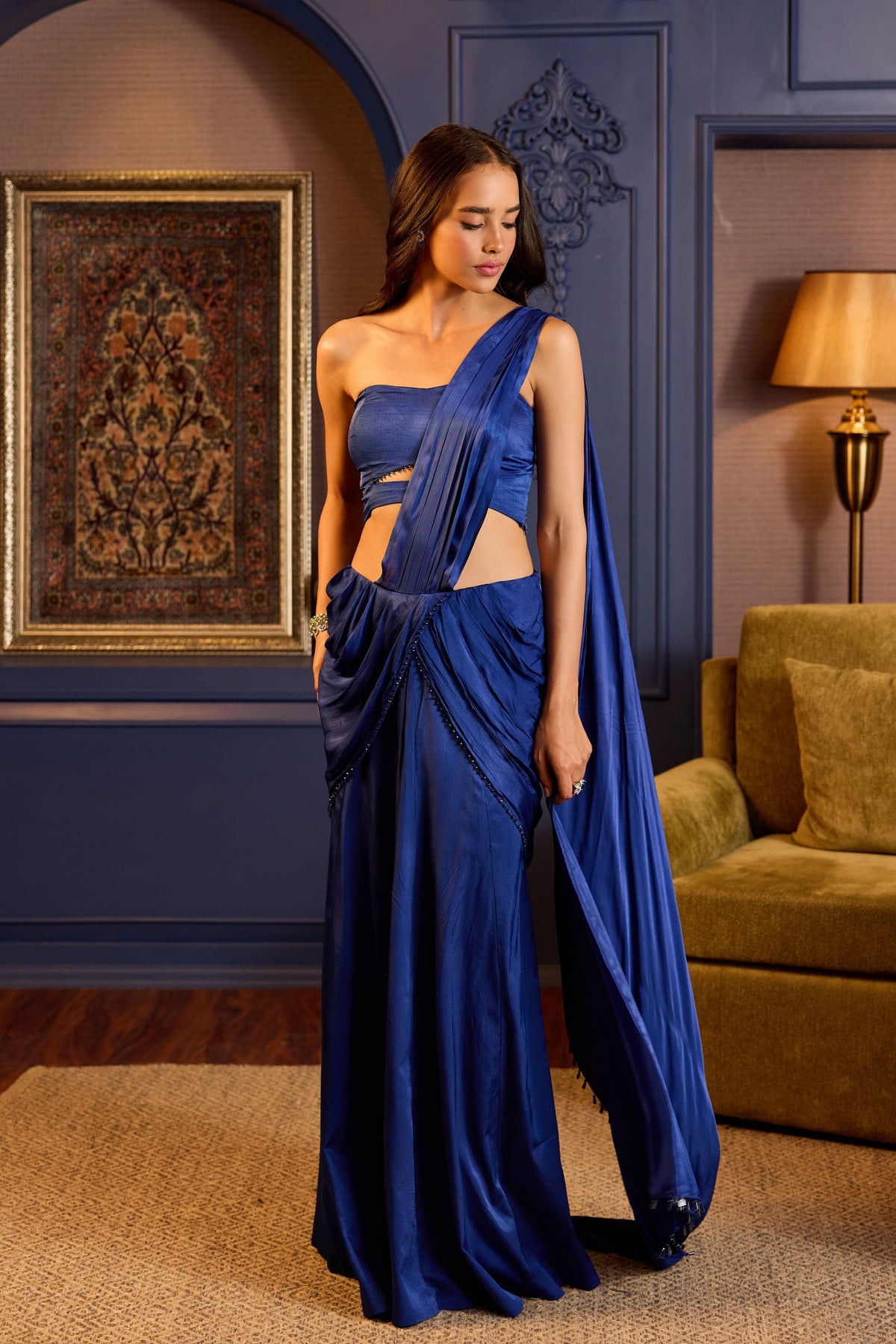 Electric Blue Stitched Saree