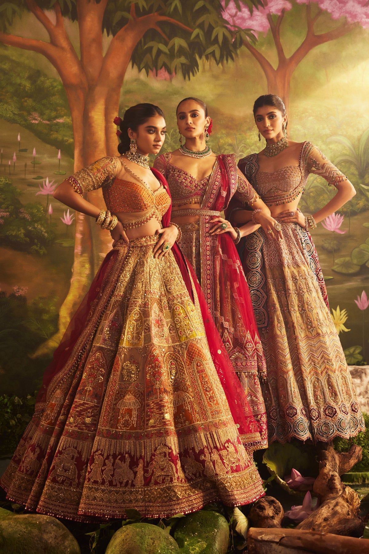 Mustard Orange Tulle Lehenga Set