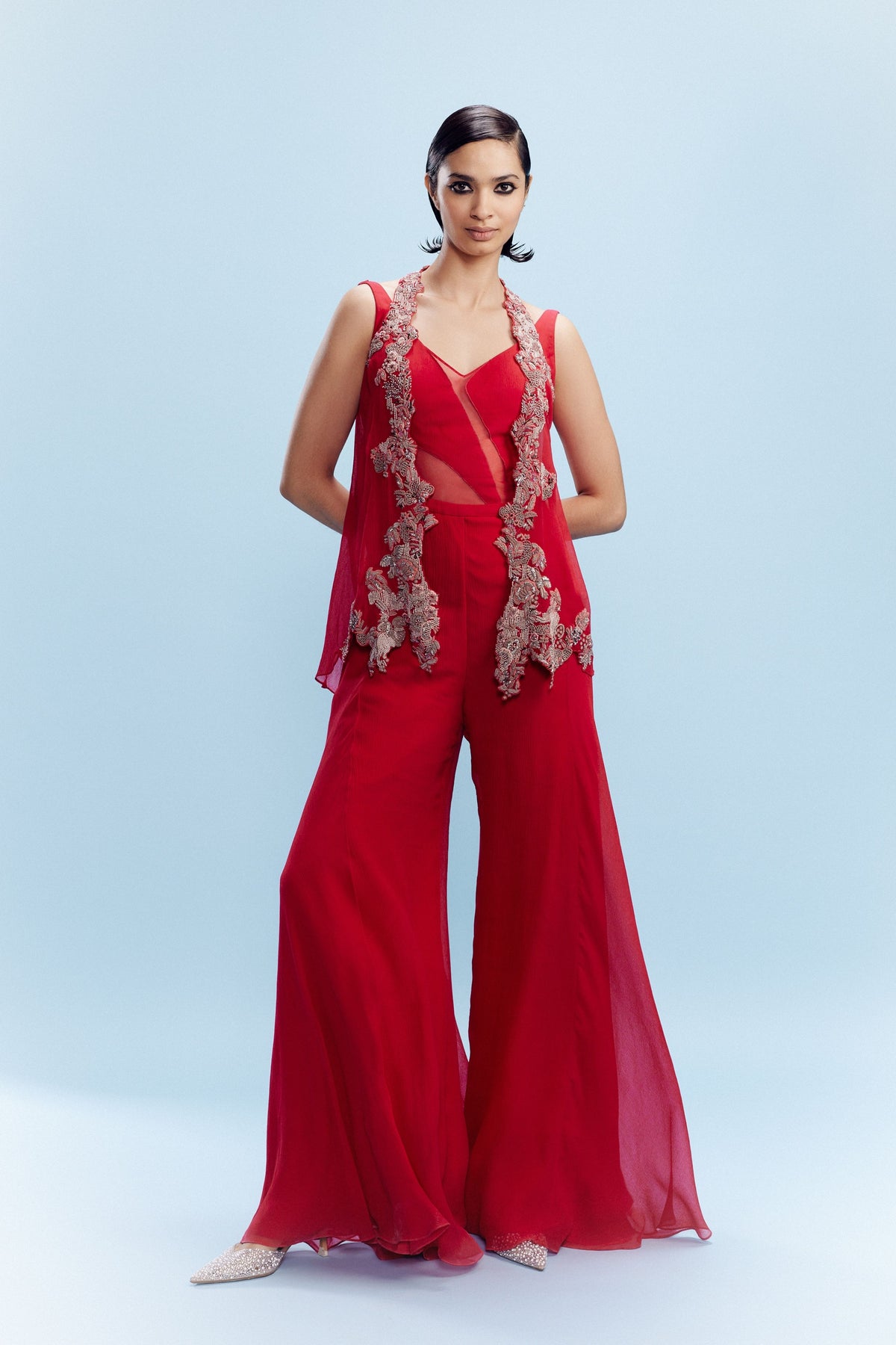 Harini Radiant Red Jumpsuit Set