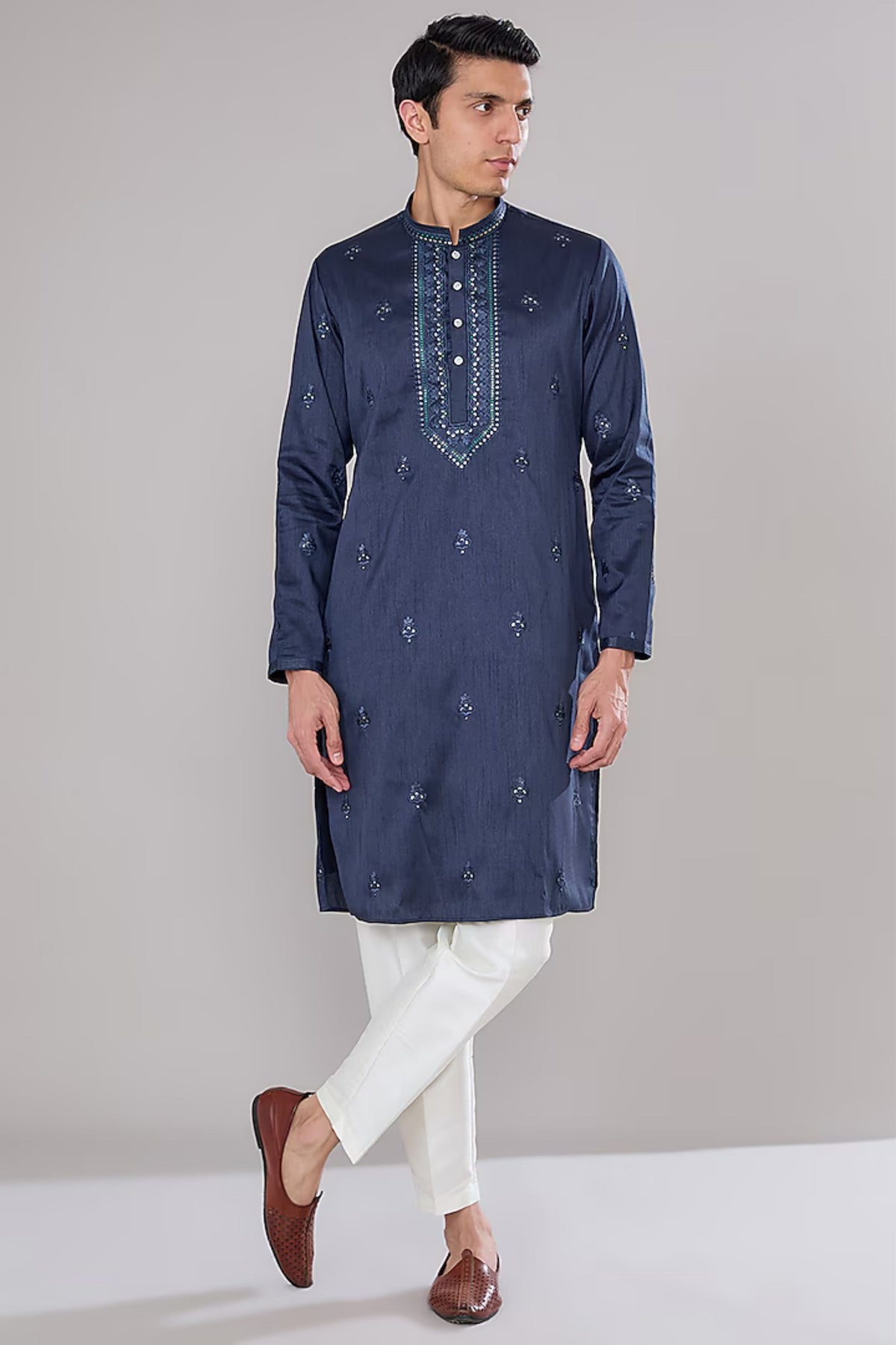 Royal Blue Embroidered Kurta Set