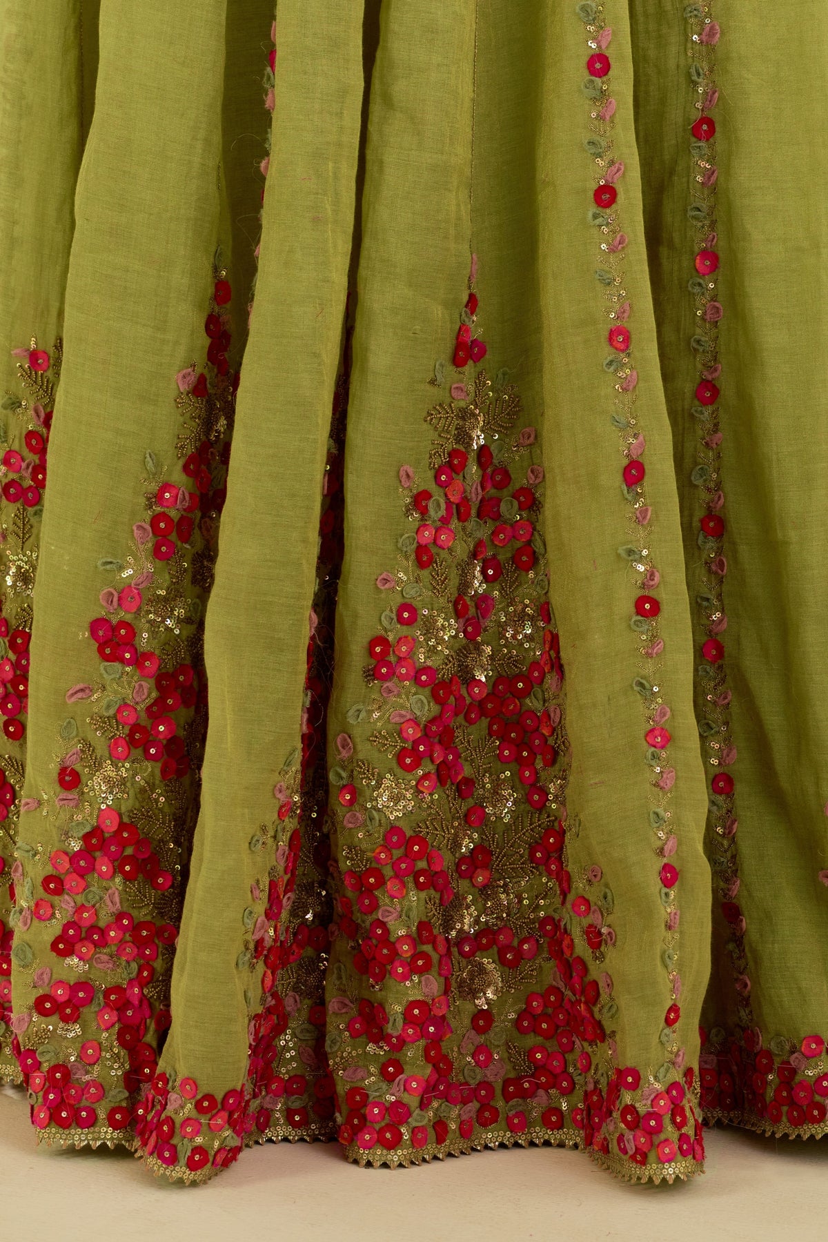 Green Embroidered Lehenga Set